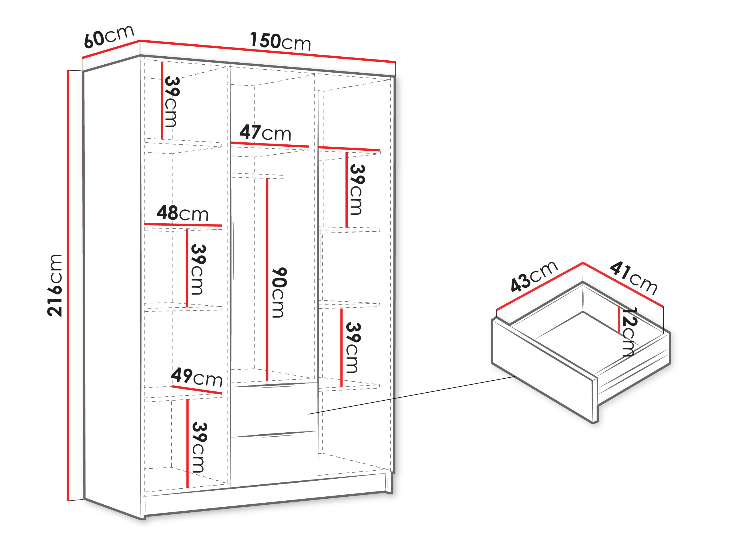 Riidekapp Closico 200 (Must)