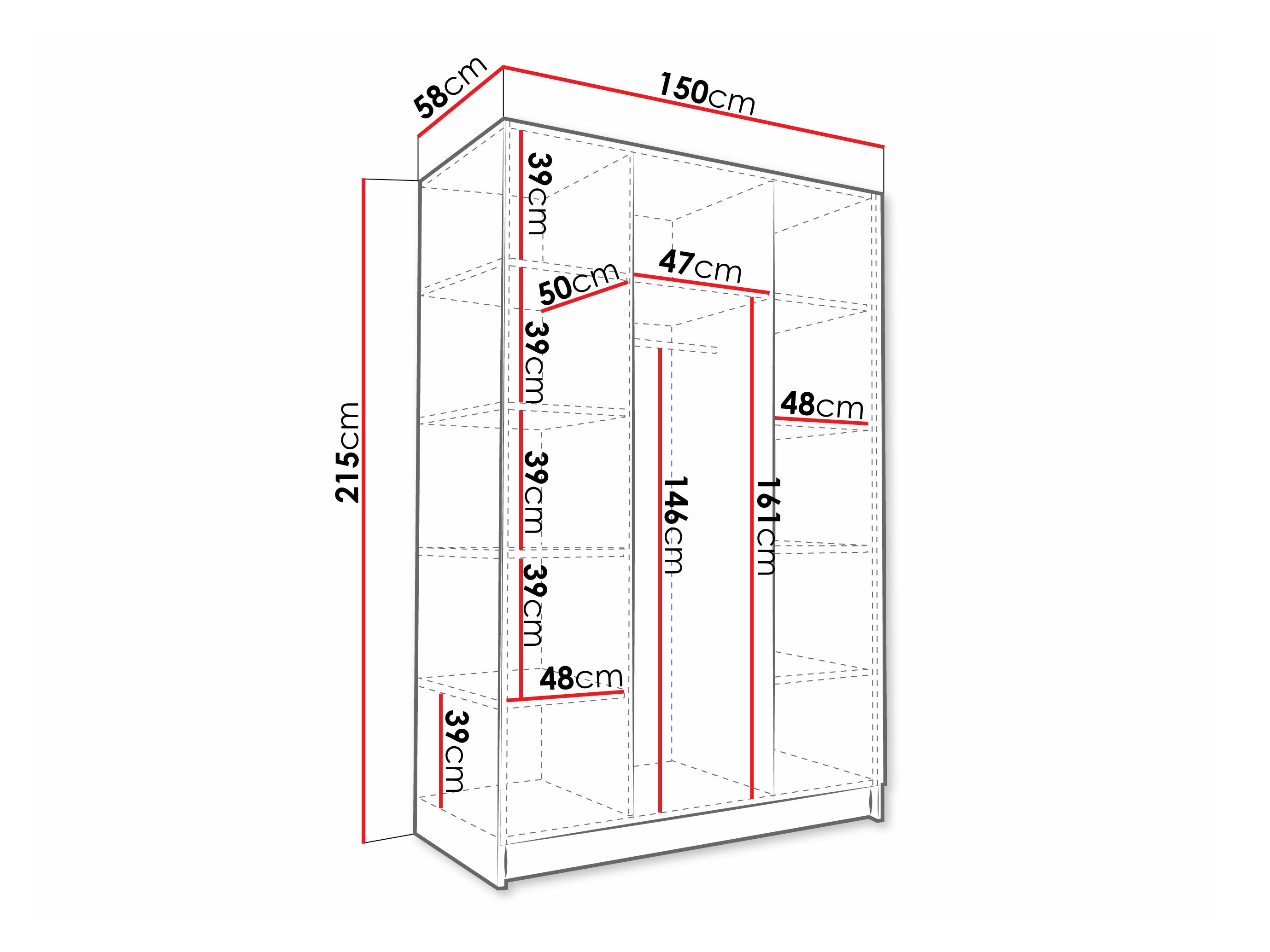 Riidekapp Closico Decoron I (Valge + Must)