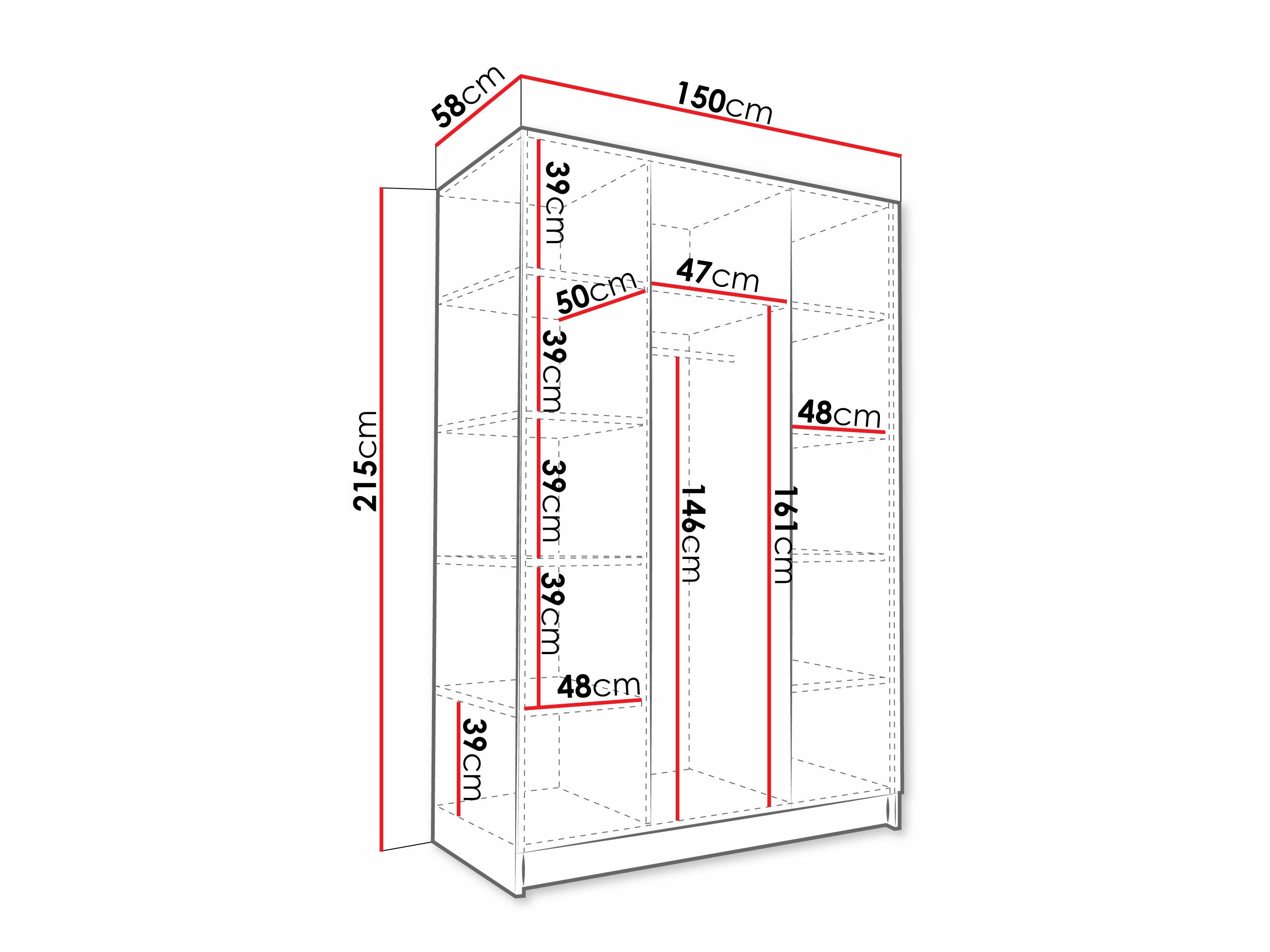 Riidekapp Closico Decoron III (Valge + Must)