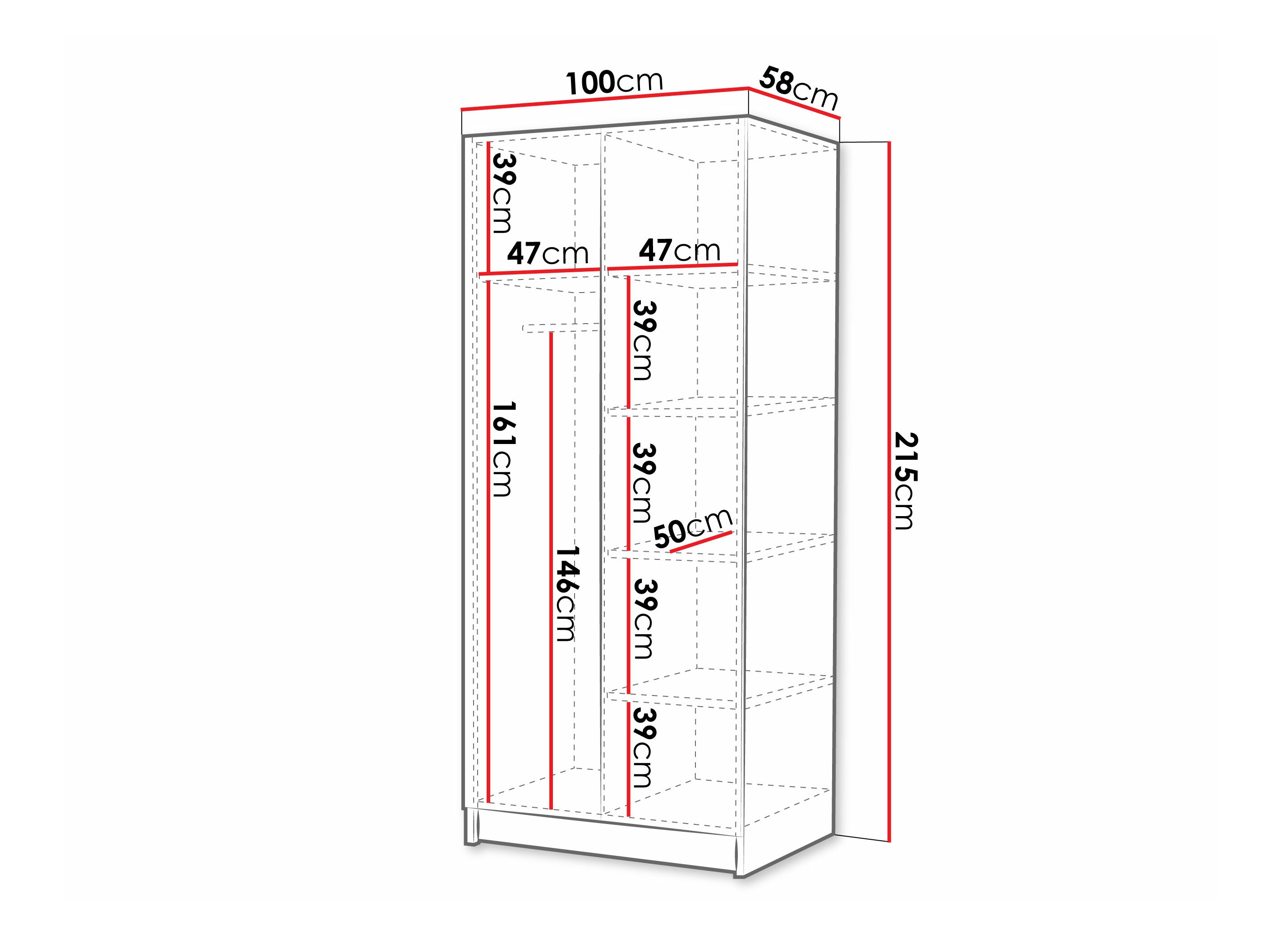 Riidekapp Closico Staton III (Must)
