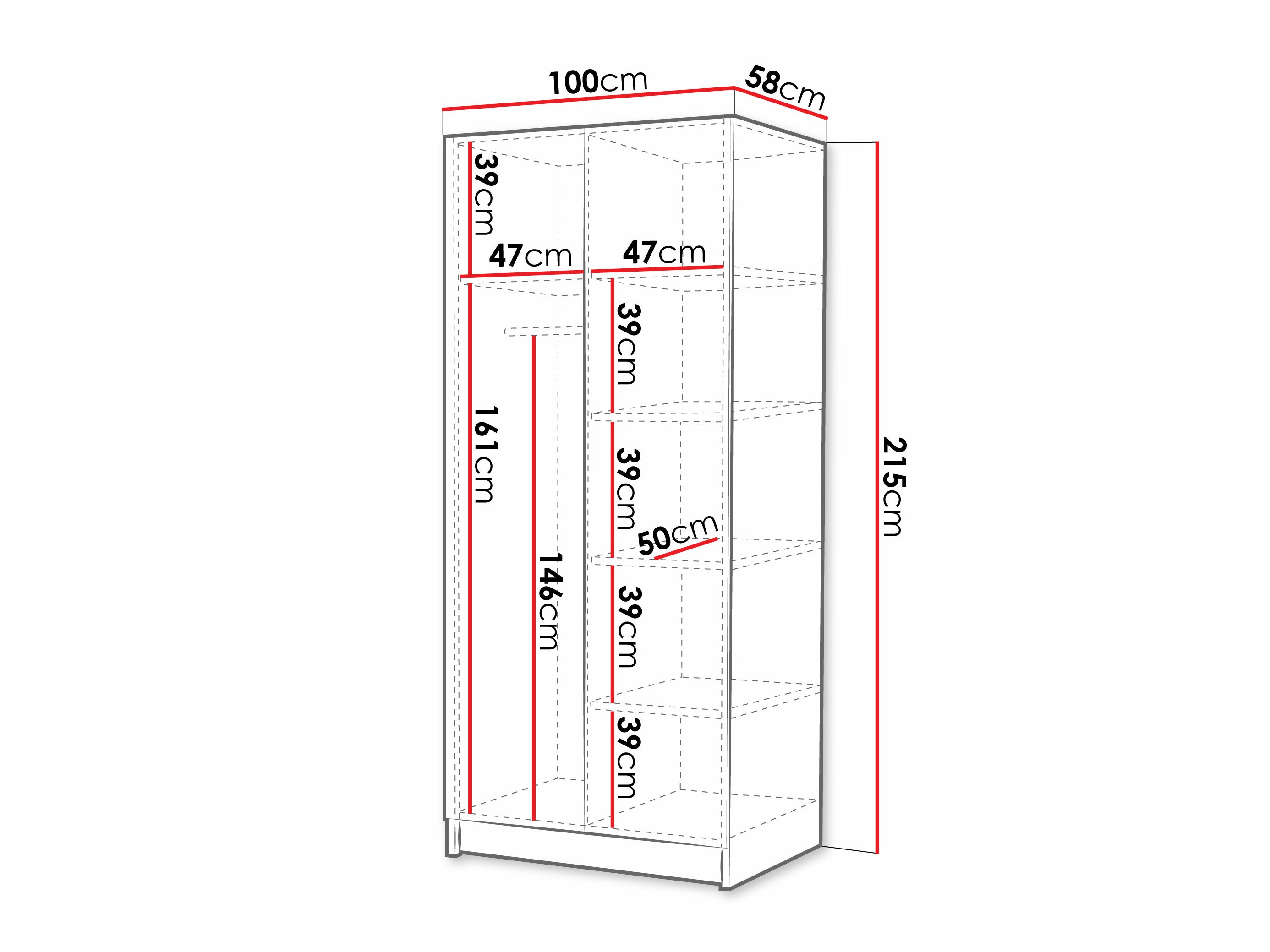 Riidekapp Closico Staton III (Must)