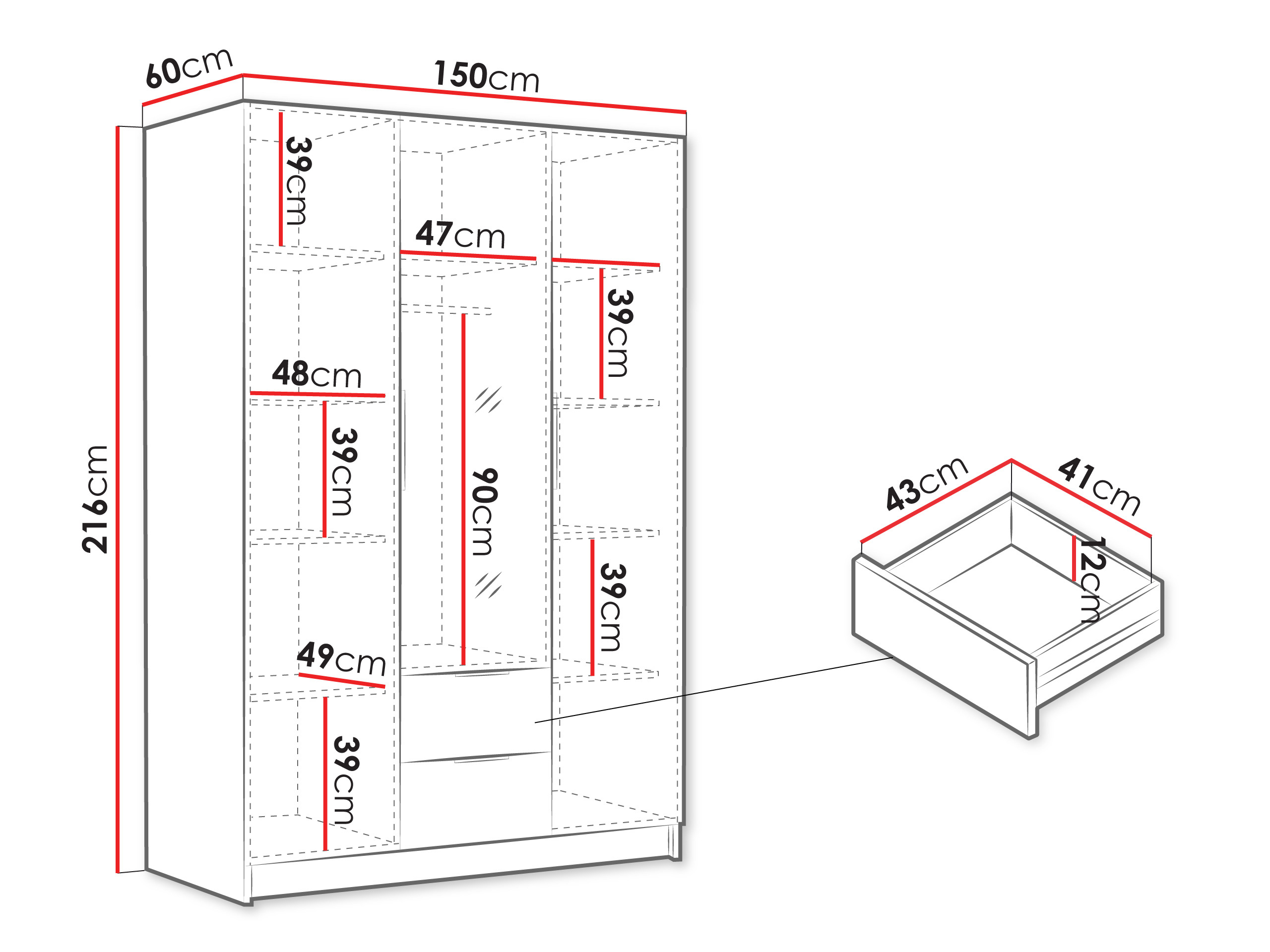Riidekapp Closico 199 (Valge)