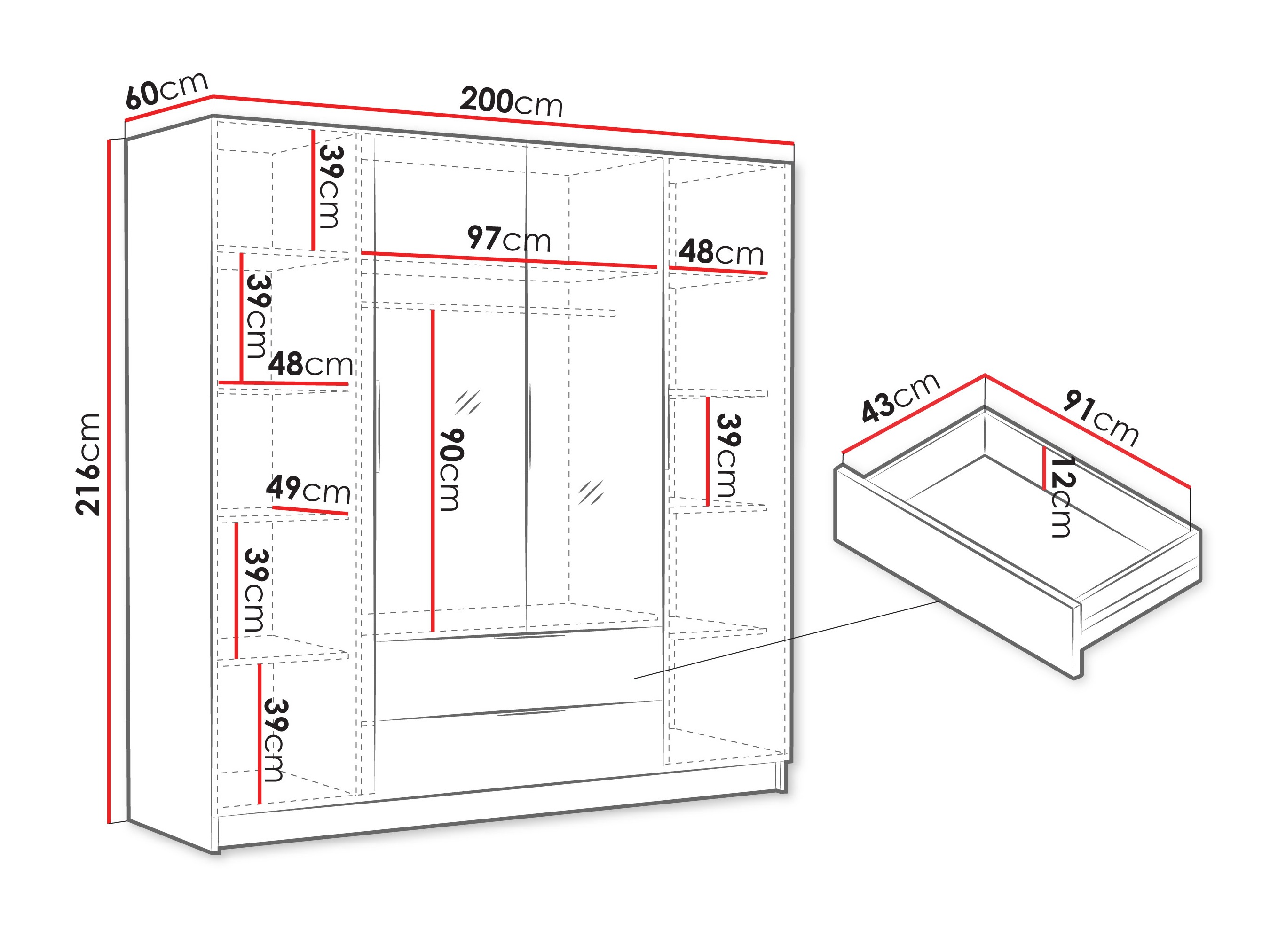 Riidekapp Closico Cadron II (Kašmiir)