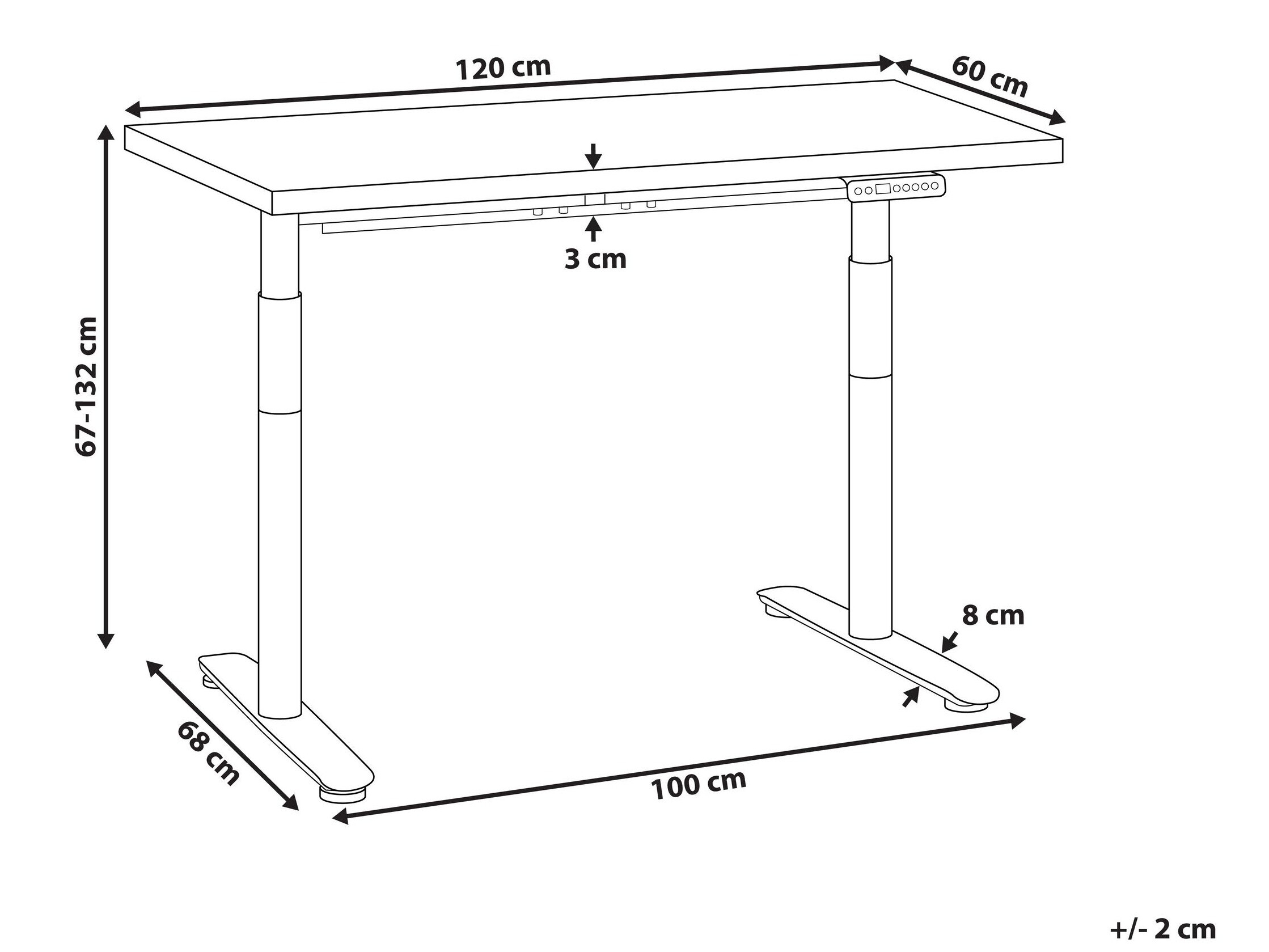 Reguleeritava kõrgusega töölaud Berwyn 3190 (Helepruun)