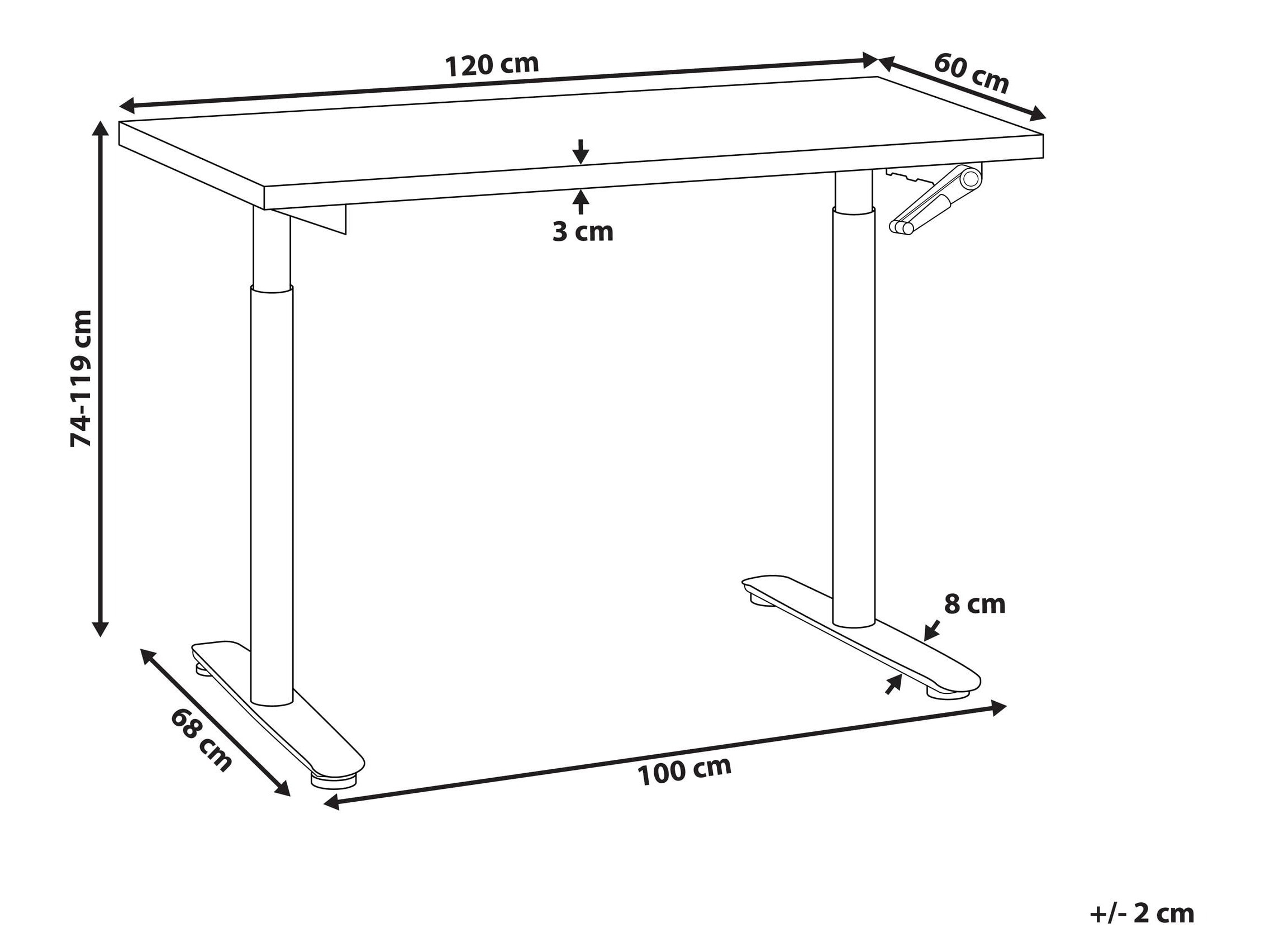 Reguleeritava kõrgusega töölaud Berwyn 3192 (Helepruun)