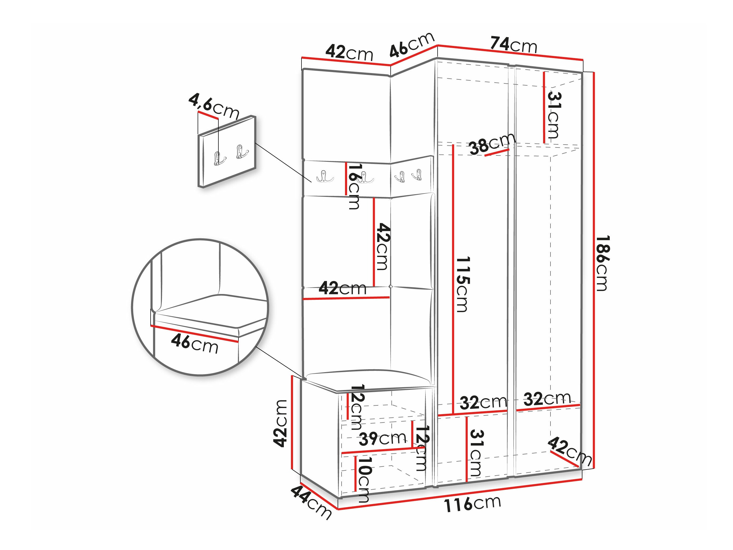 Esikukomplekt Pinis XXVI (Valge)