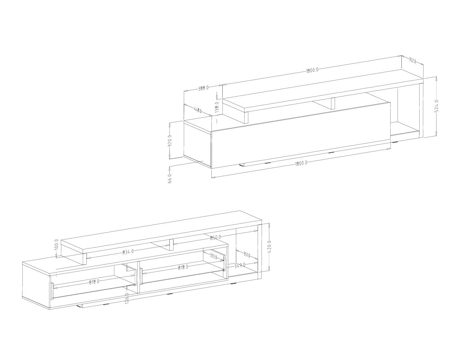 TV-alus Lutiva 103 (Valge + Betoon)
