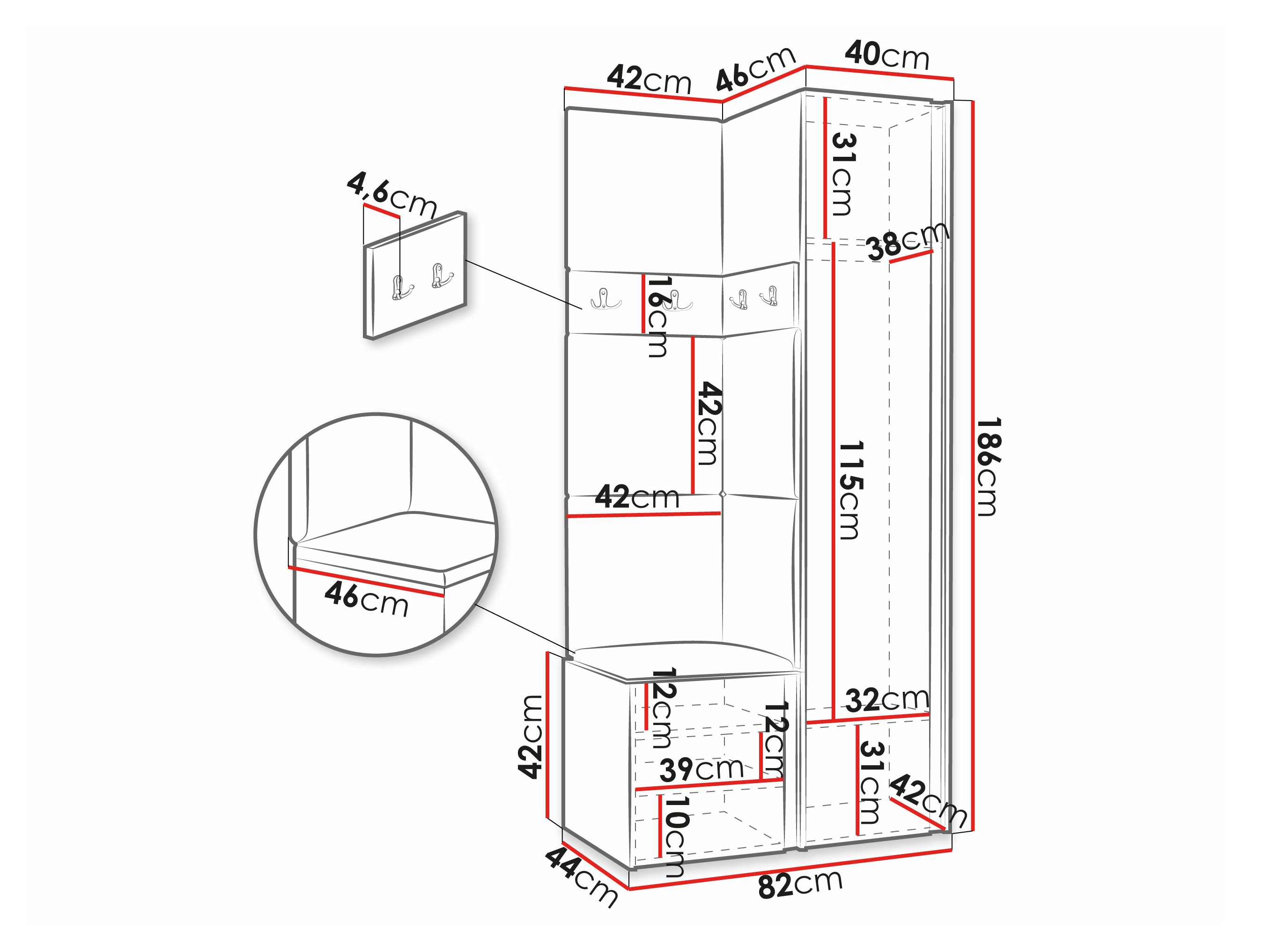 Esikukomplekt Pinis XXV (Valge)
