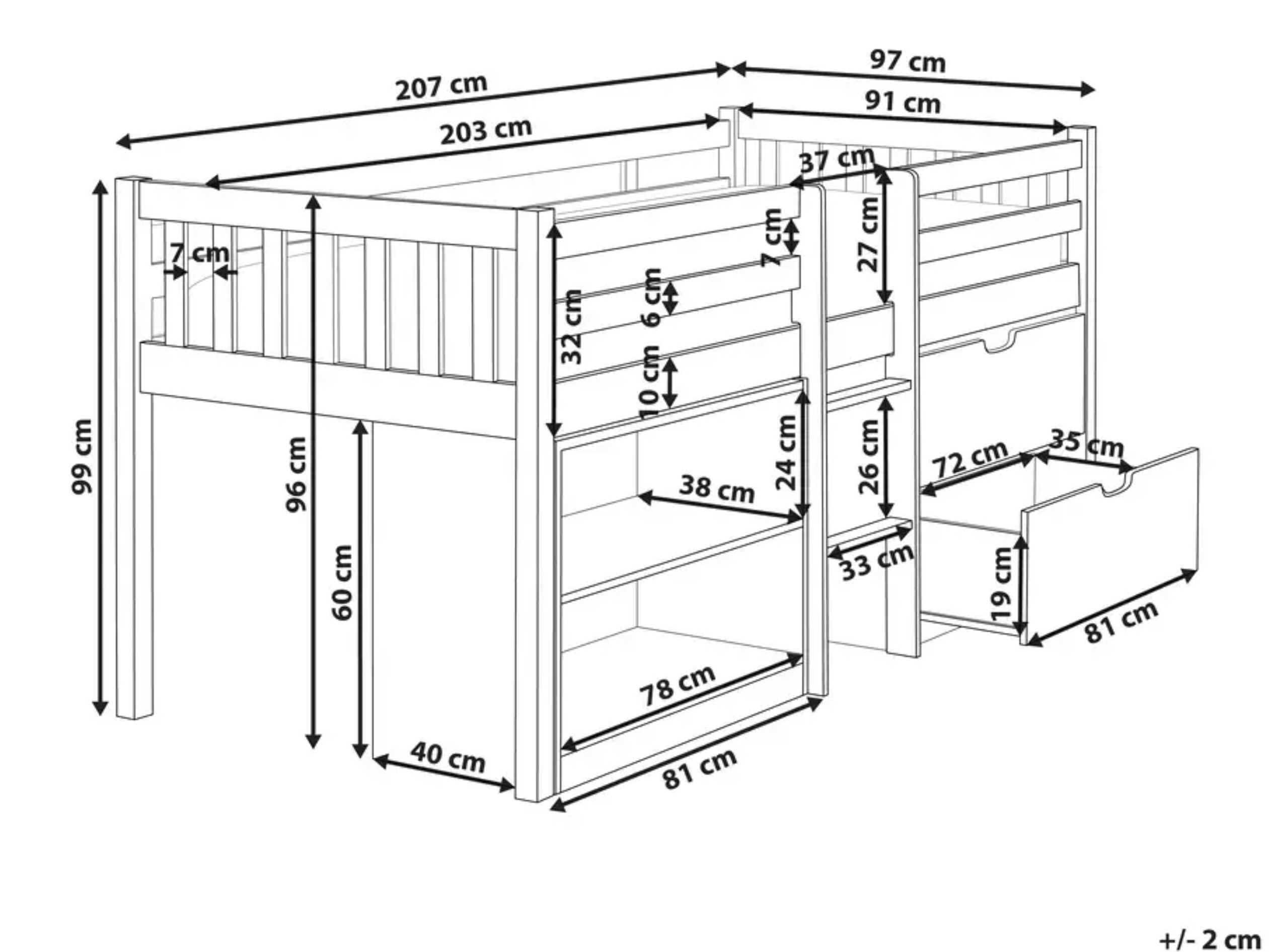 Kõrge voodi Berwyn 2199 (Valge + Roosikarva)