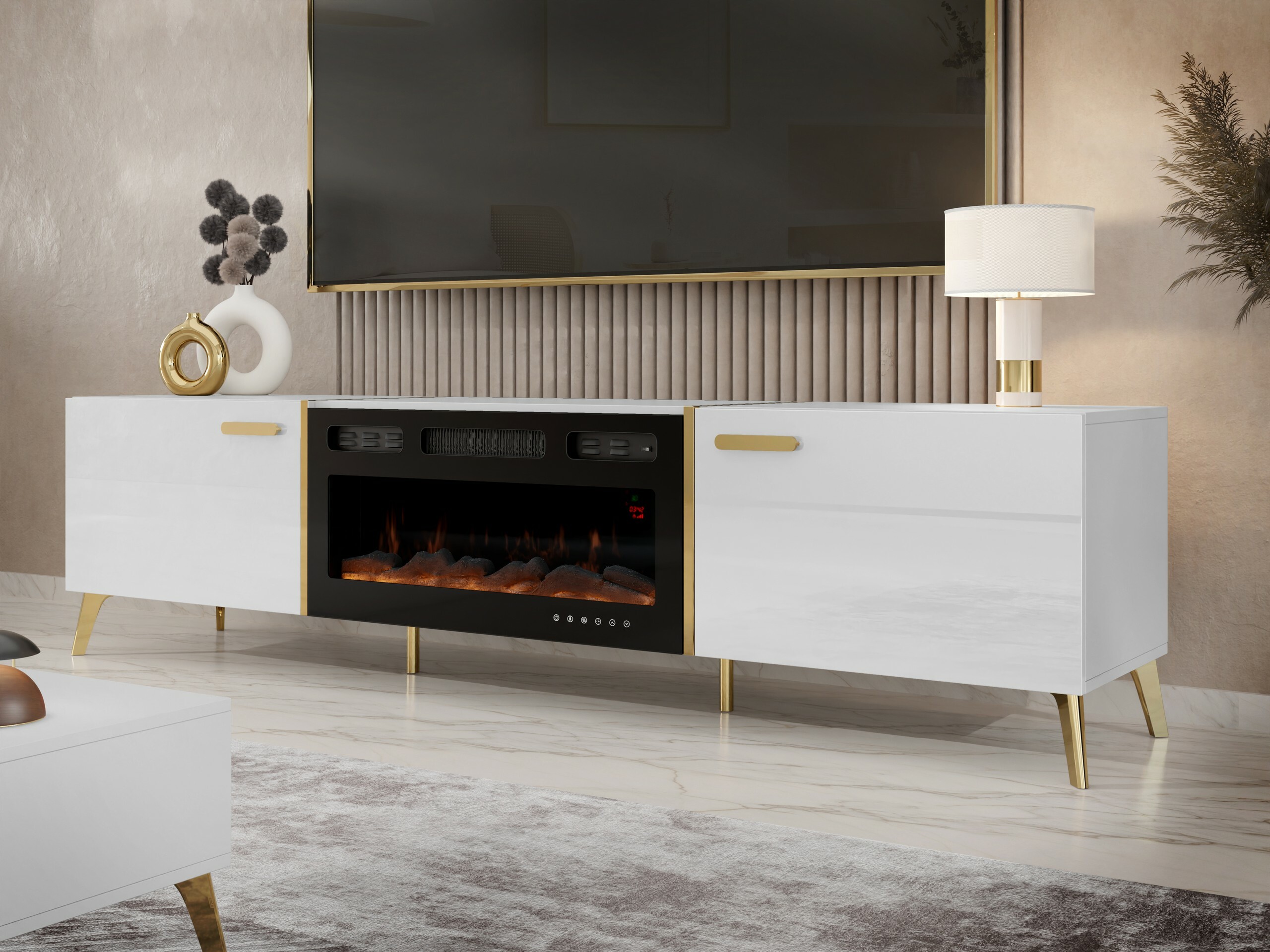 TV-alus Comfivo Capella III (Valge + Läikiv valge)