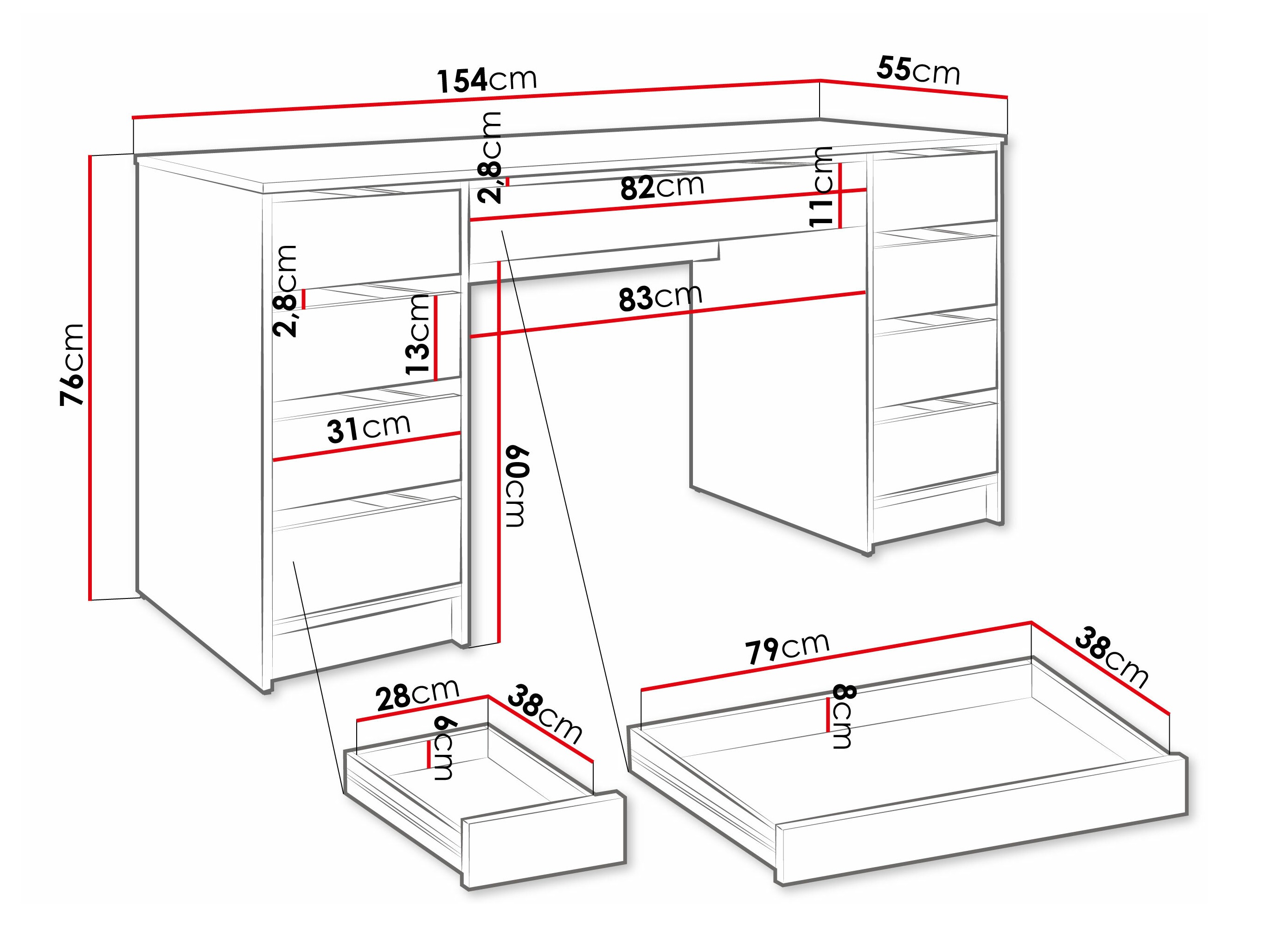 Kirjutuslaud Comfivo Terros II (Valge)