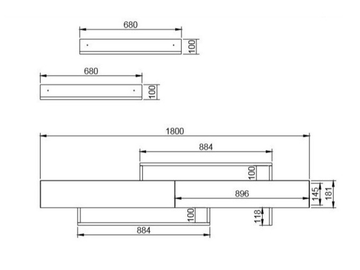 TV-alus Kailua 998 (Tiikpuu + Valge)