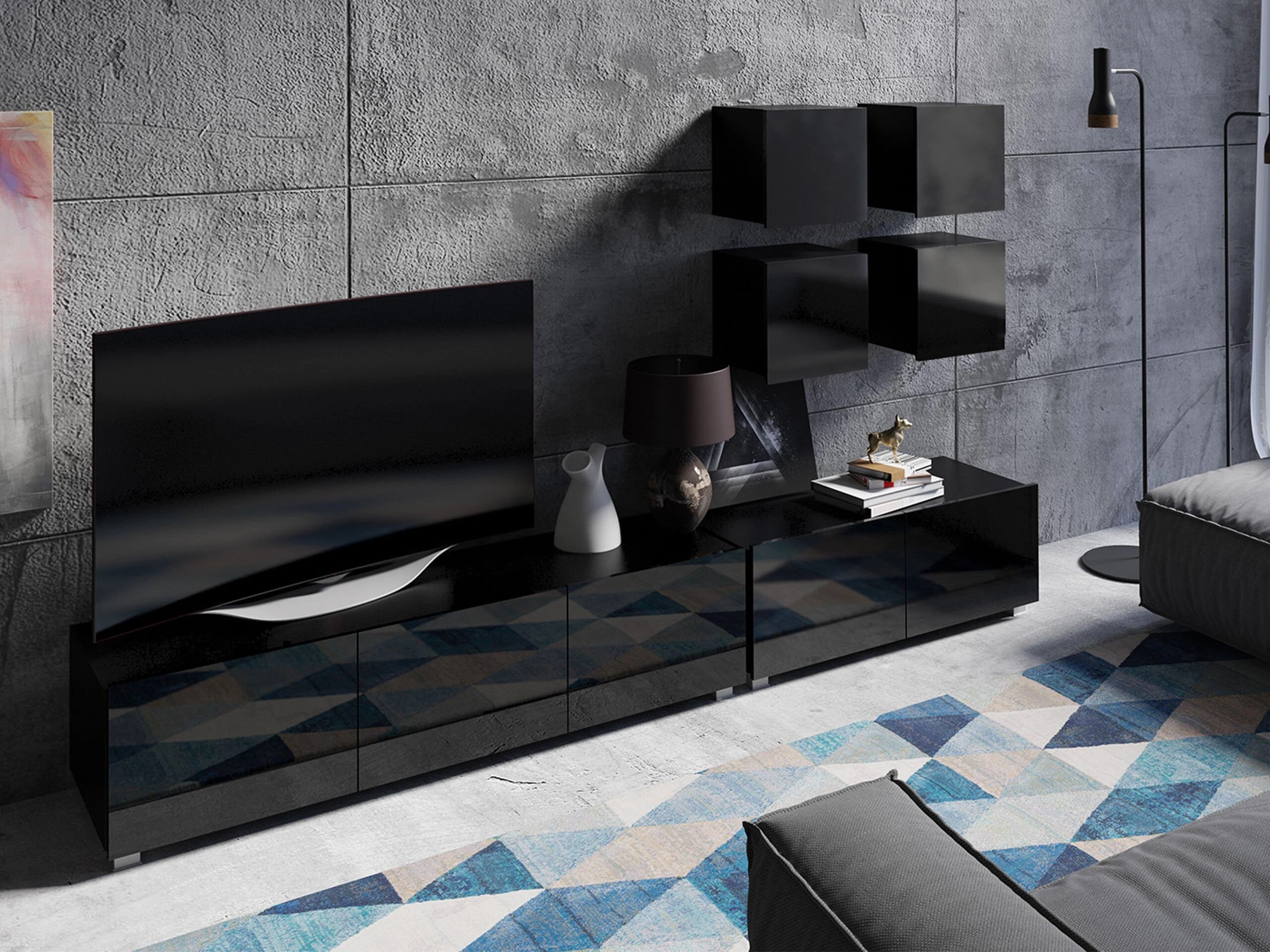 TV-alus Tivdalu 104 (Must + Läikiv must)