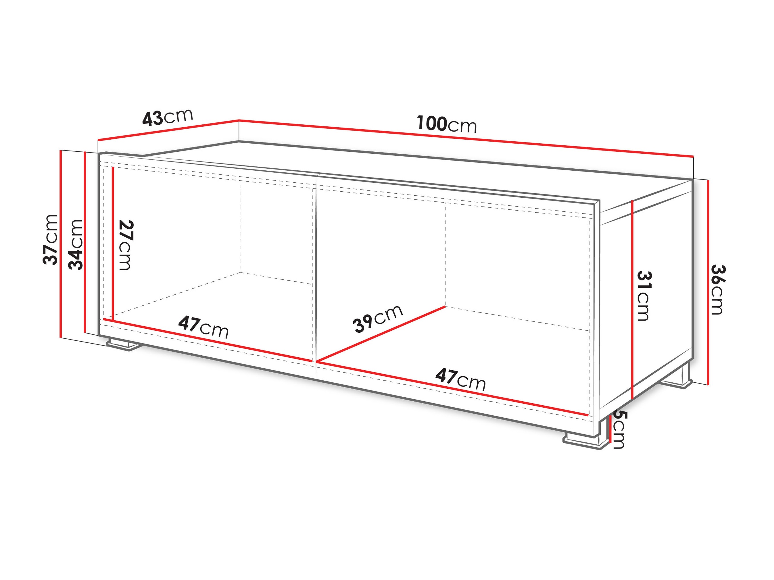 TV-alus Tivdalu 104 (Must + Läikiv must)