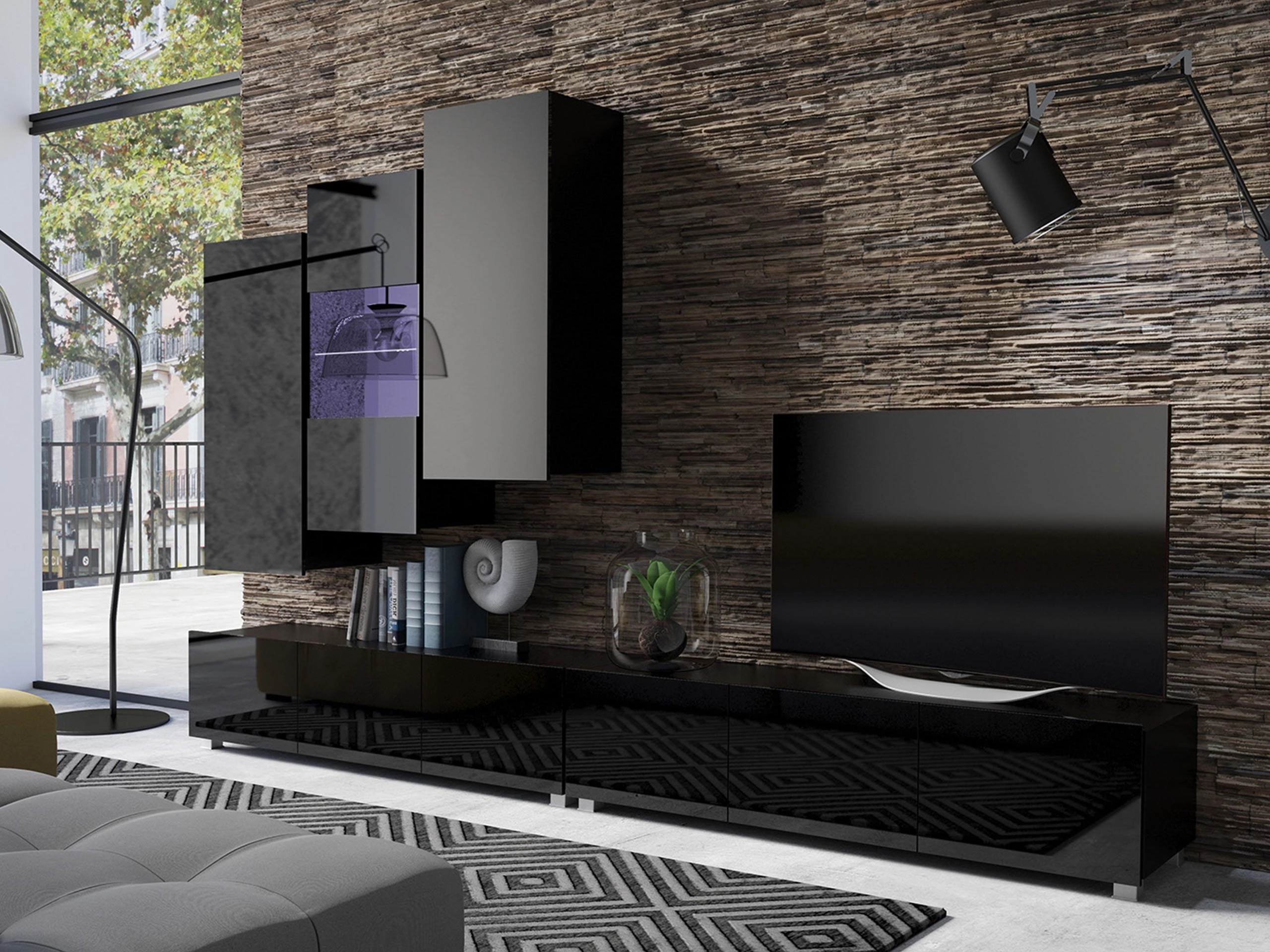 Elutoa komplekt Tivdalu 133 (Must + Läikiv must)