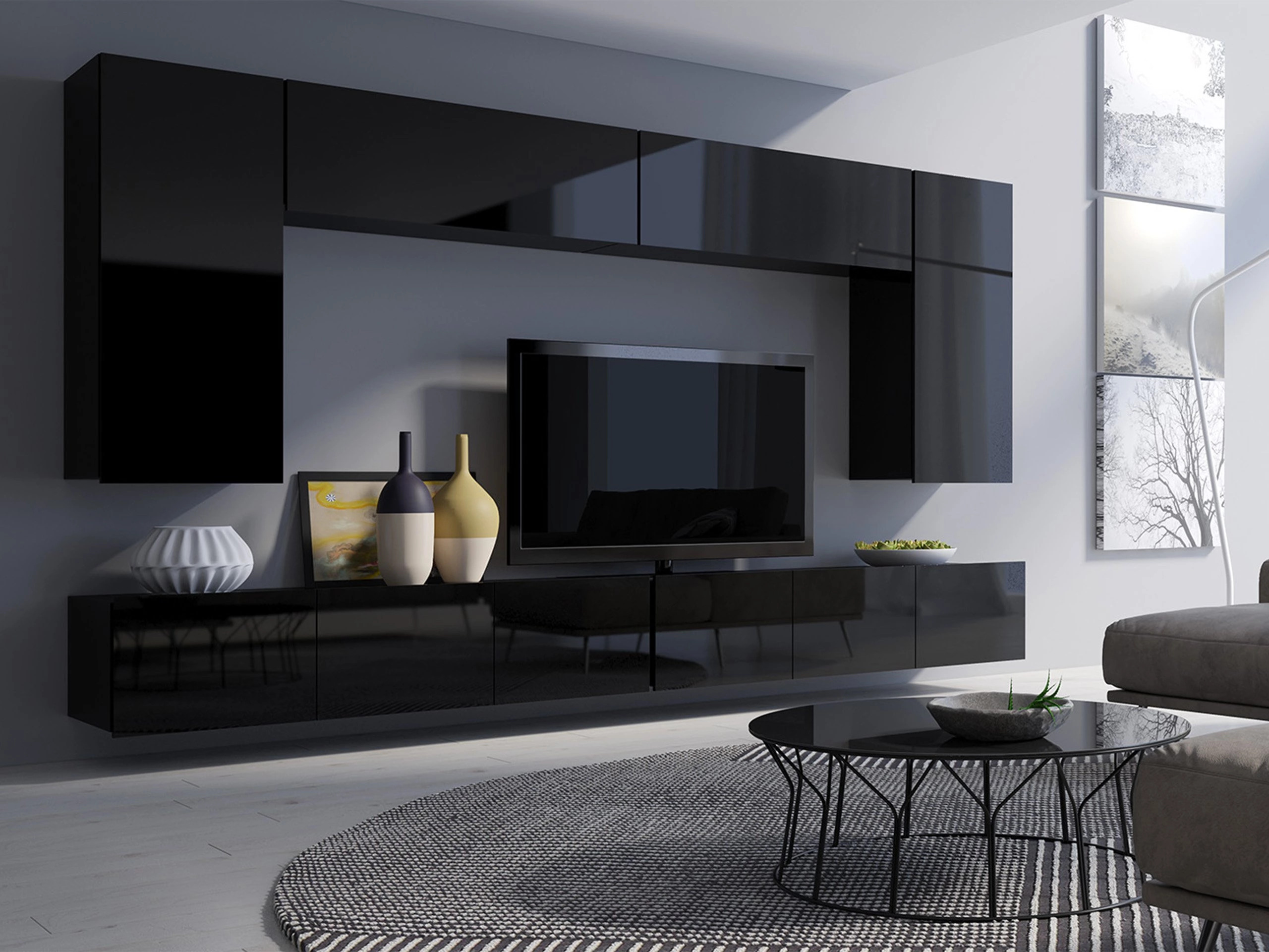 Elutoa komplekt Tivdalu 135 (Must + Läikiv must)