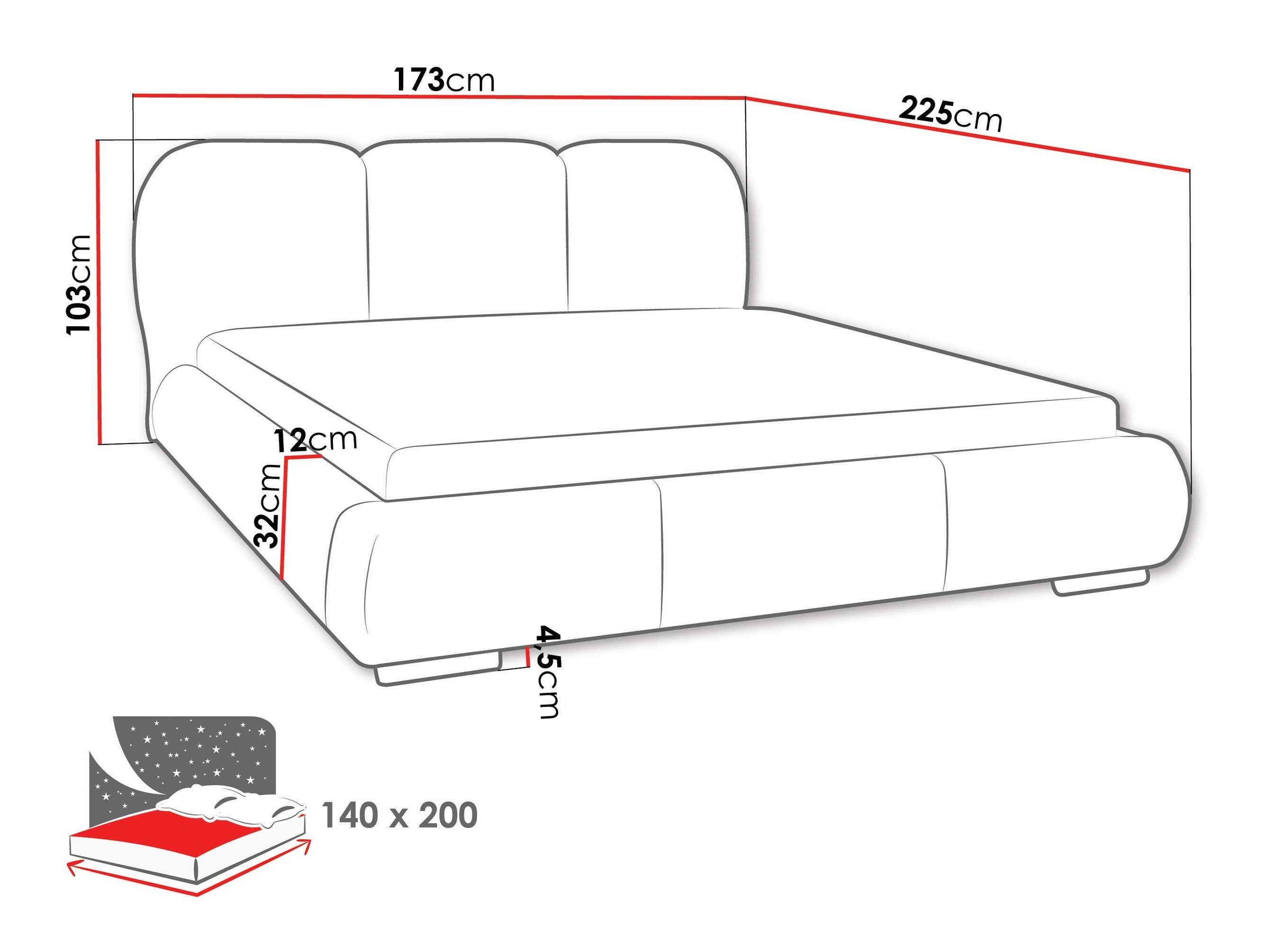 Voodi TrendyNest Navium (Coral 15)