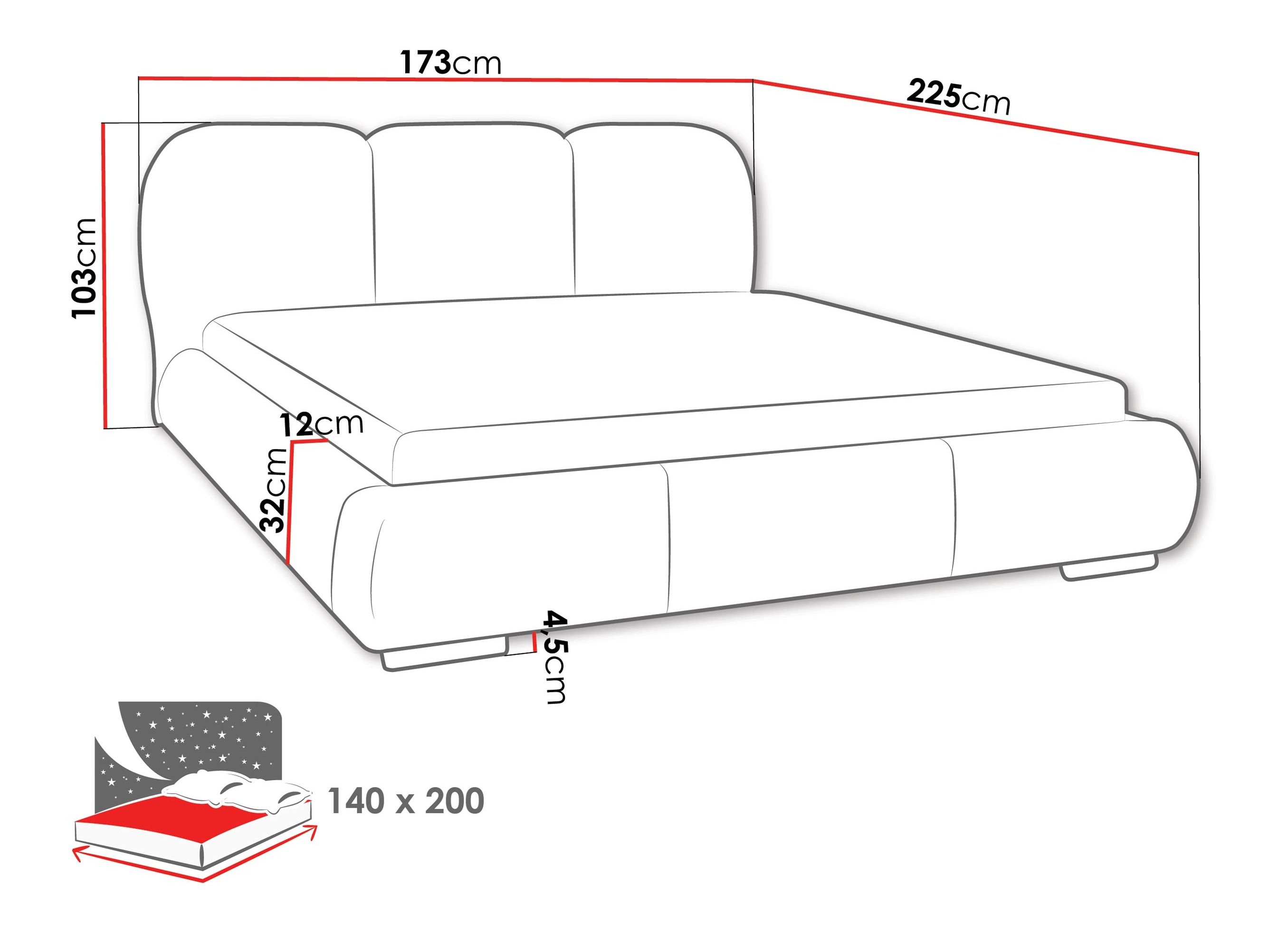 Voodi TrendyNest Navium (Coral 65)