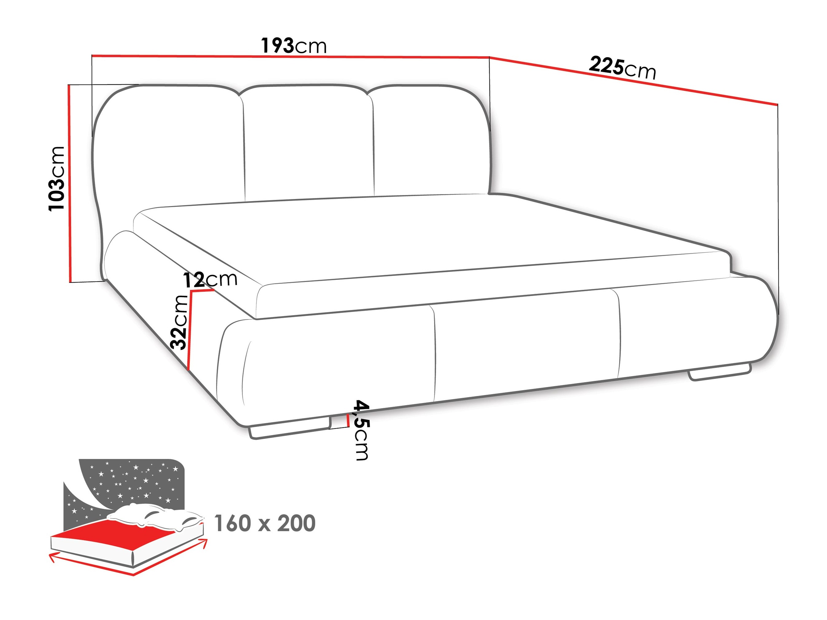 Voodi TrendyNest Navium (Coral 80)