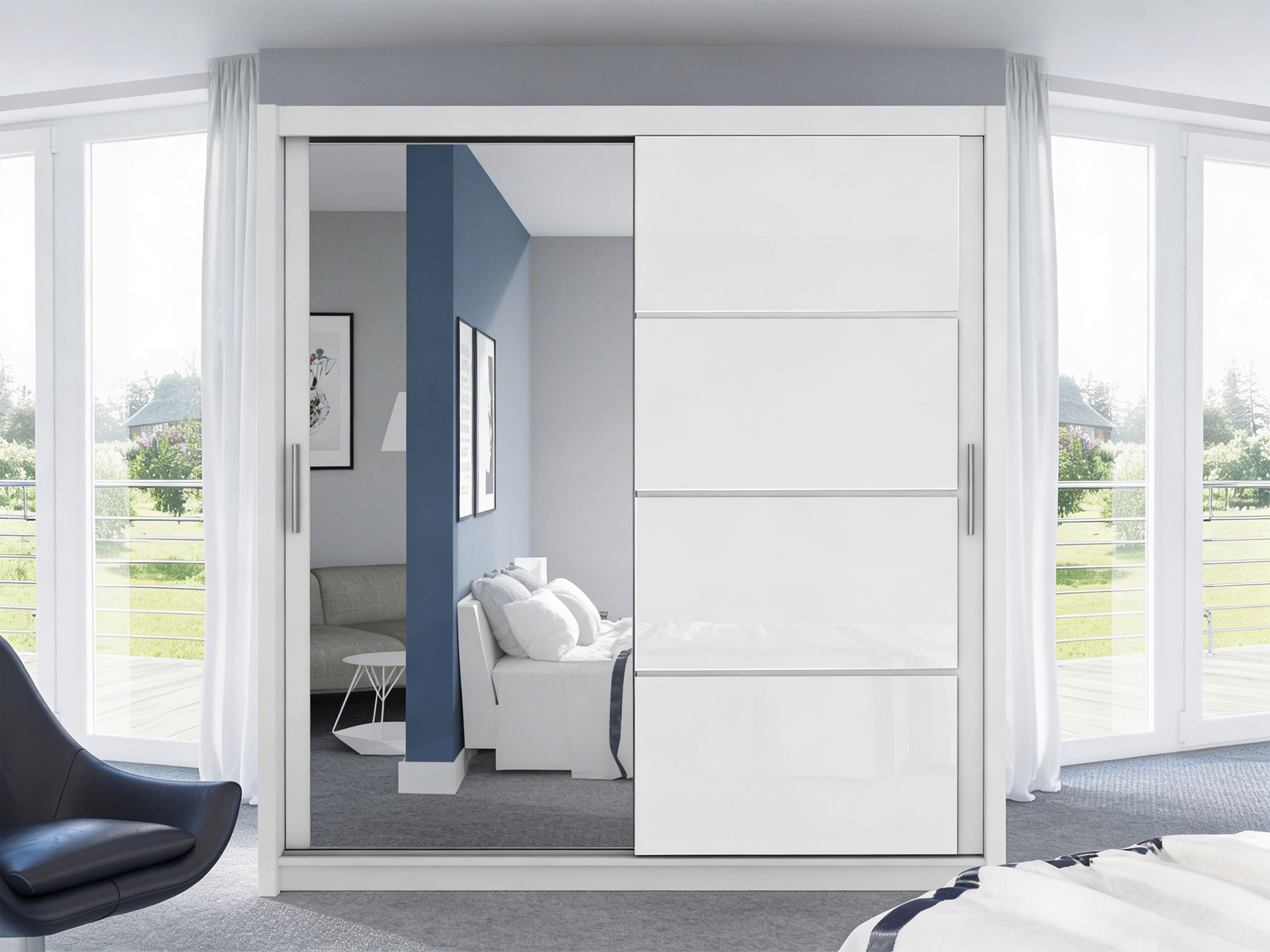 Riidekapp Honolulu 111 (Valge + Läikiv valge)