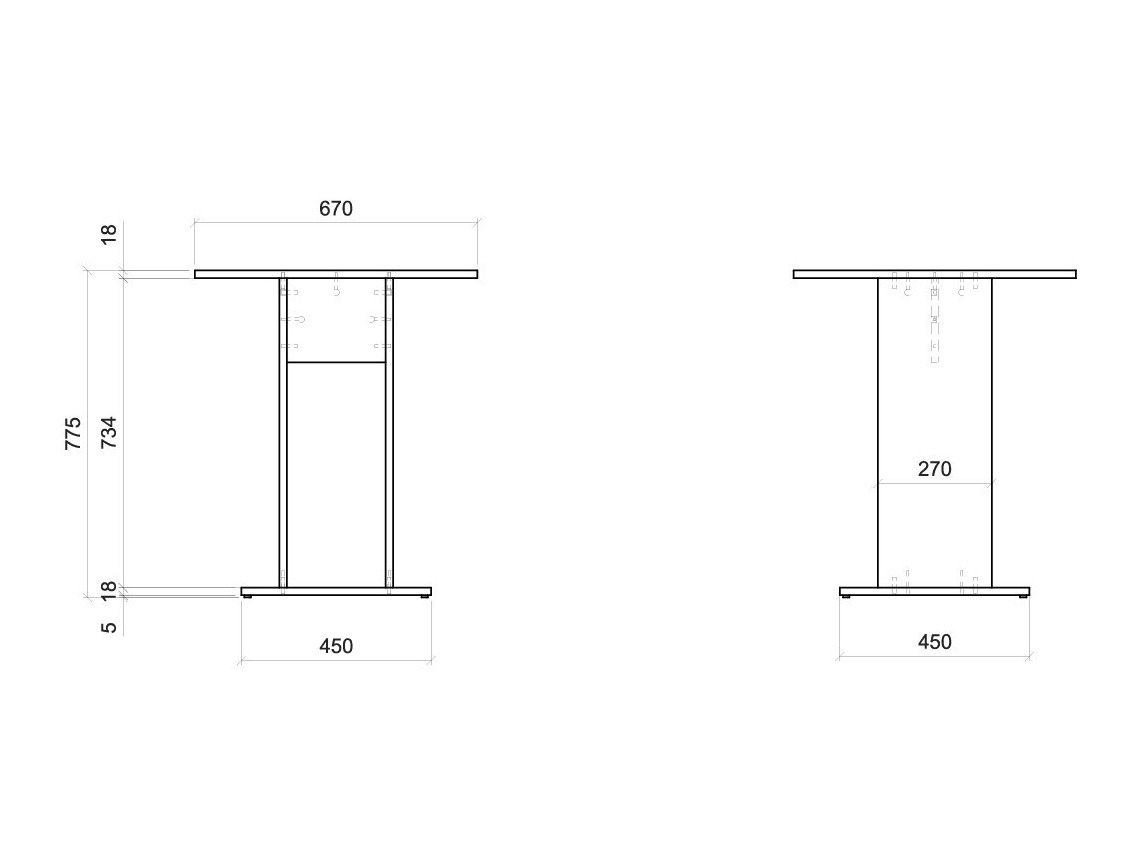 Külglaud Ontario 225 (Valge)