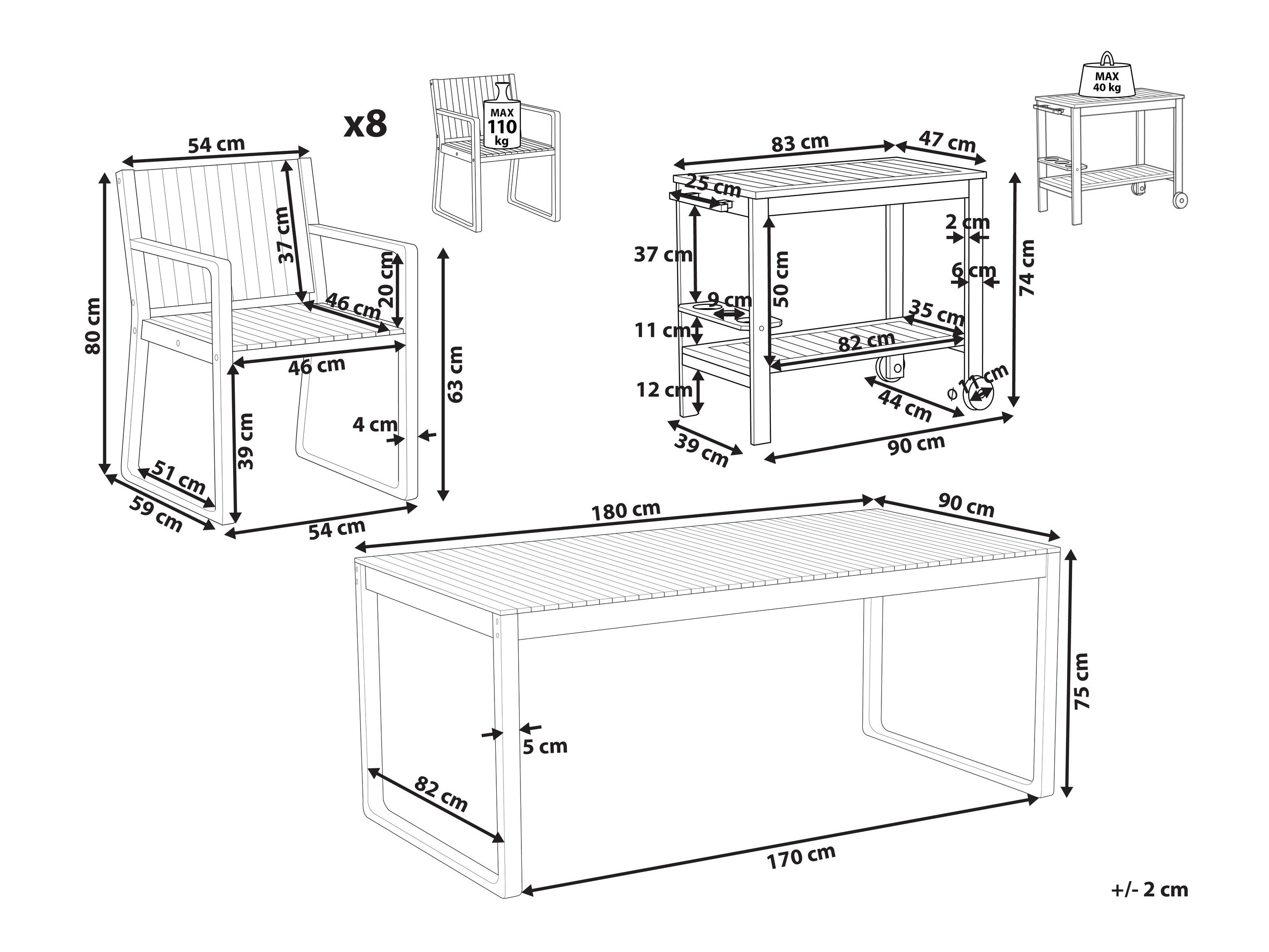 Laua ja toolide komplekt Berwyn 3231
