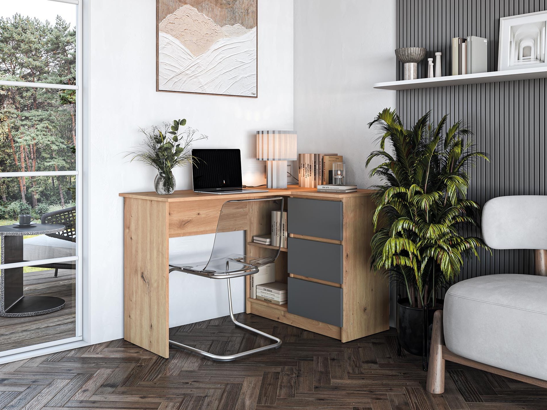 Kontori nurgalaud Houston 1950 (Grafiit + Artisan tamm)