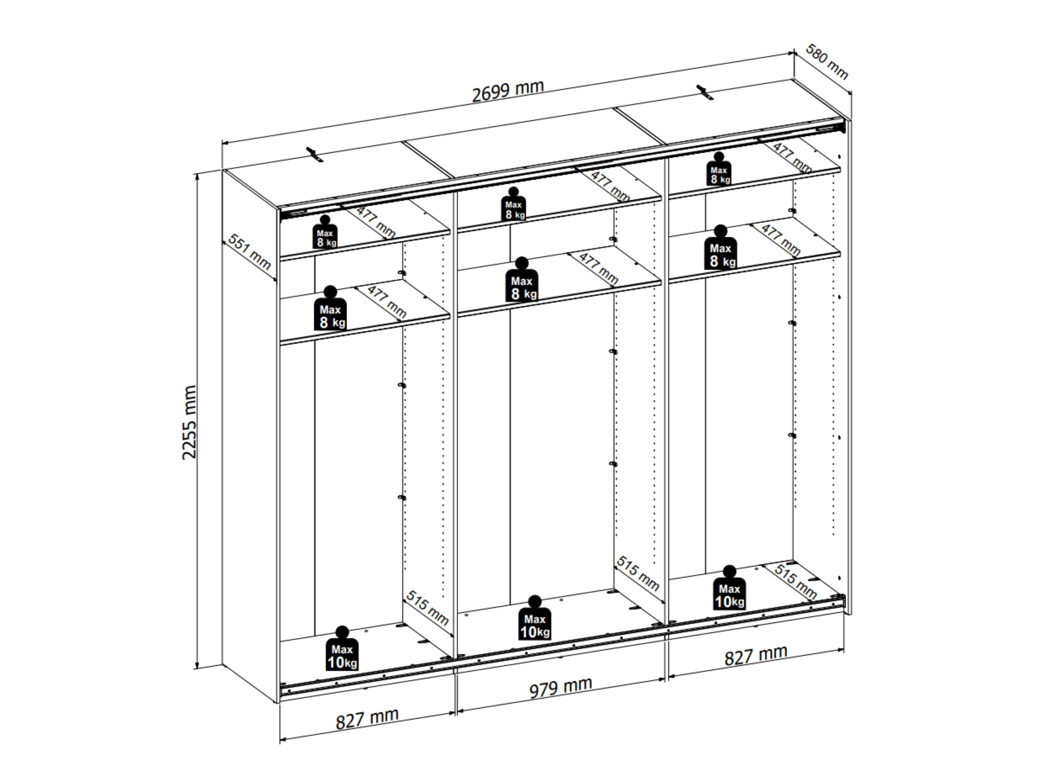 Riidekapp Livcali 103 (Roheline + Artisan tamm)
