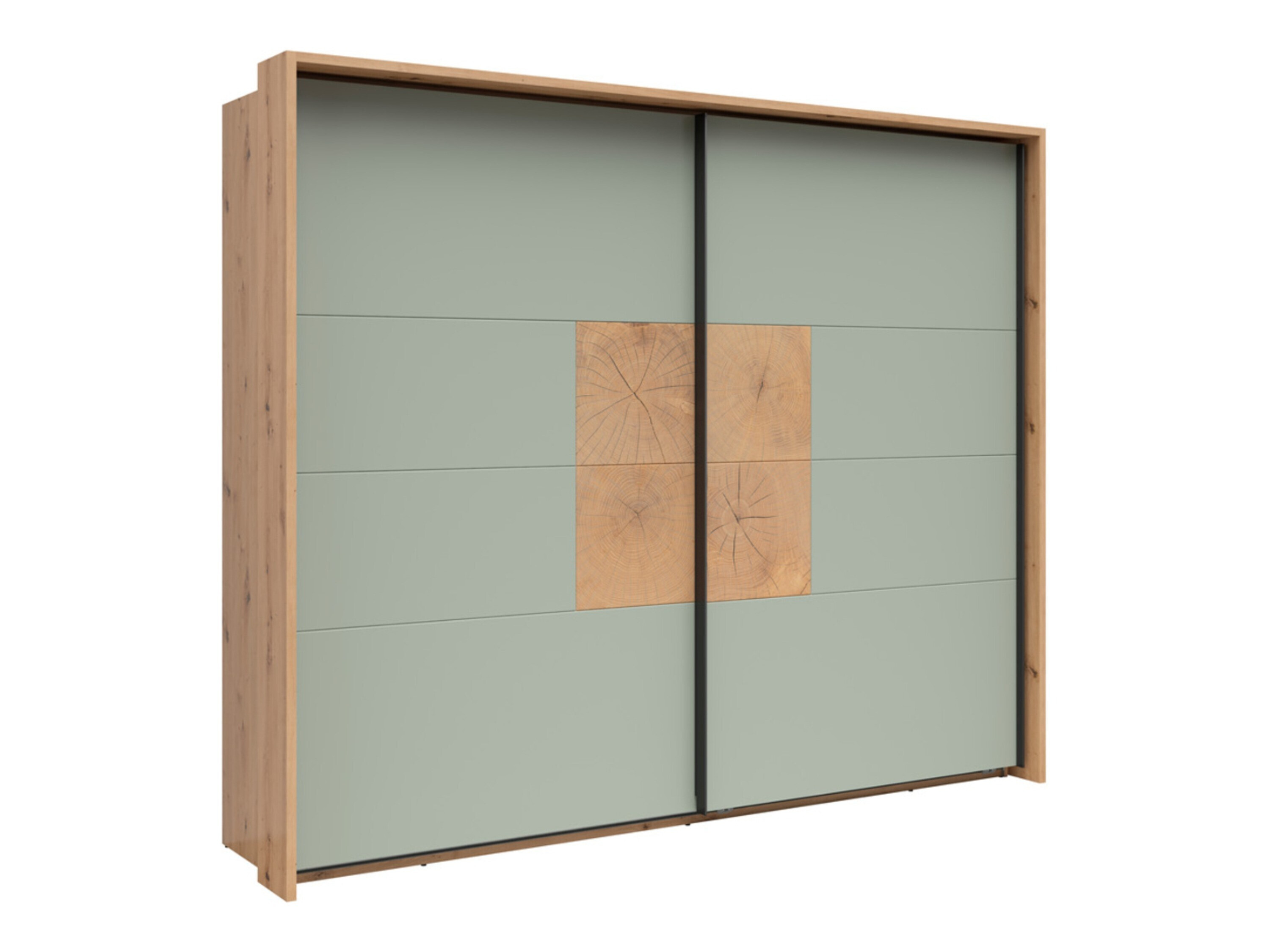 Riidekapp Livcali 103 (Roheline + Artisan tamm)