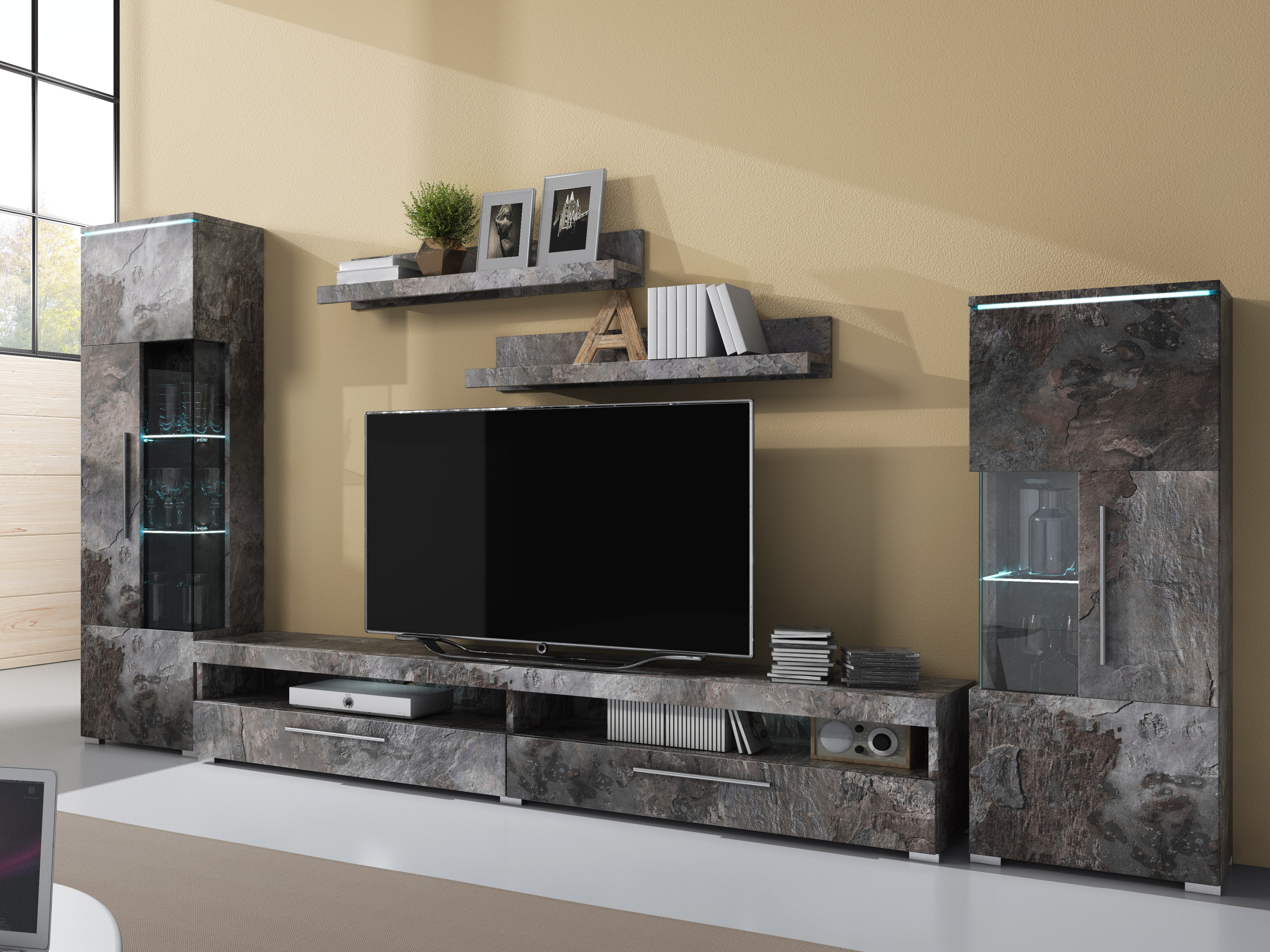 Rippuvate riiulite komplekt Torvire 105 (Tume betoon)