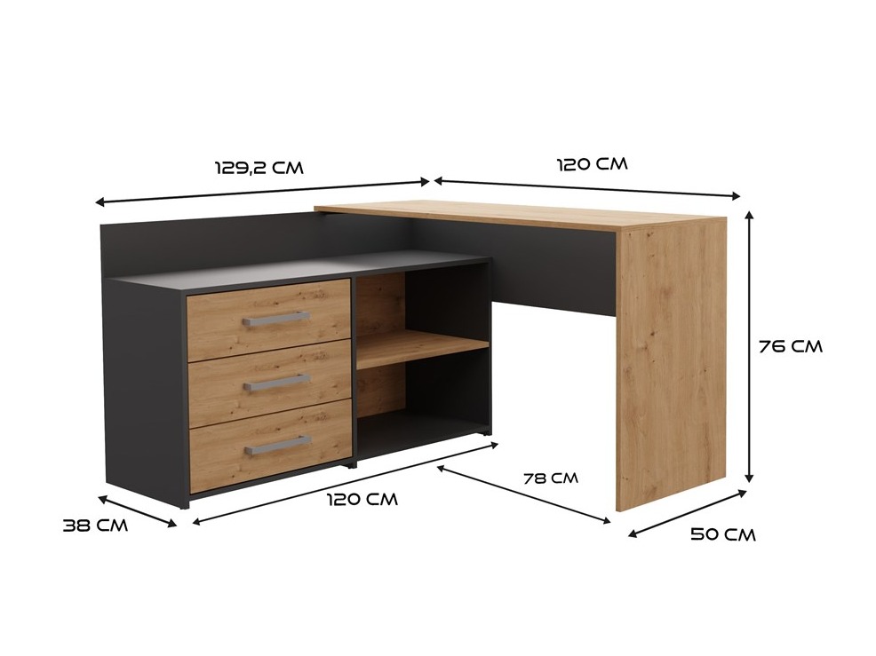 Kontori nurgalaud Mandeville 131 (Antratsiit + Artisan tamm)