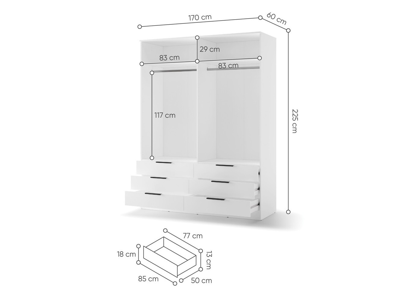 Riidekapp Fresno 182 (Valge)