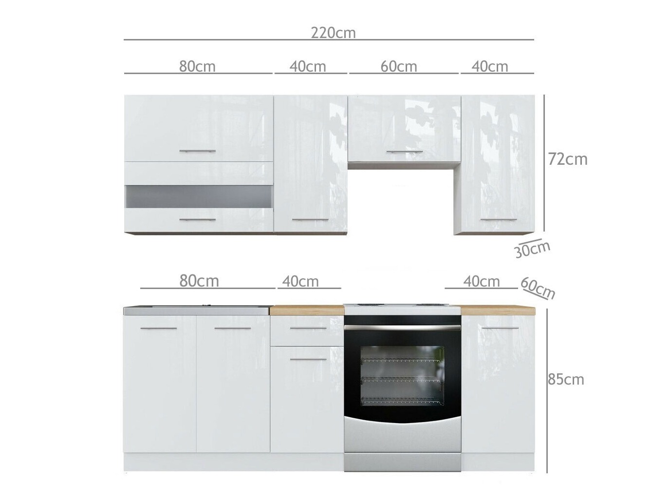 Moodul köögikomplekt Tiffa White 117