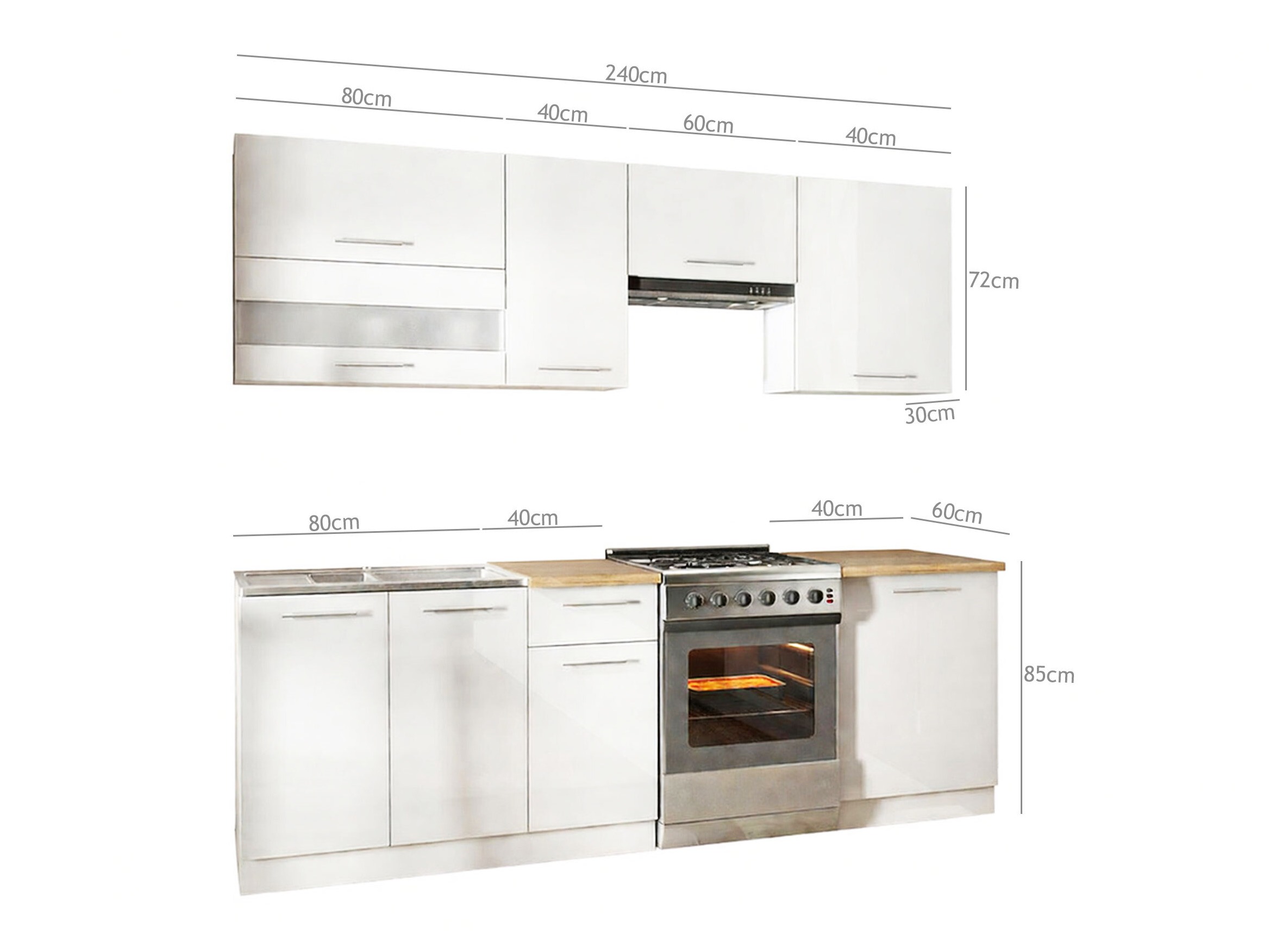 Moodul köögikomplekt Tiffa White 119