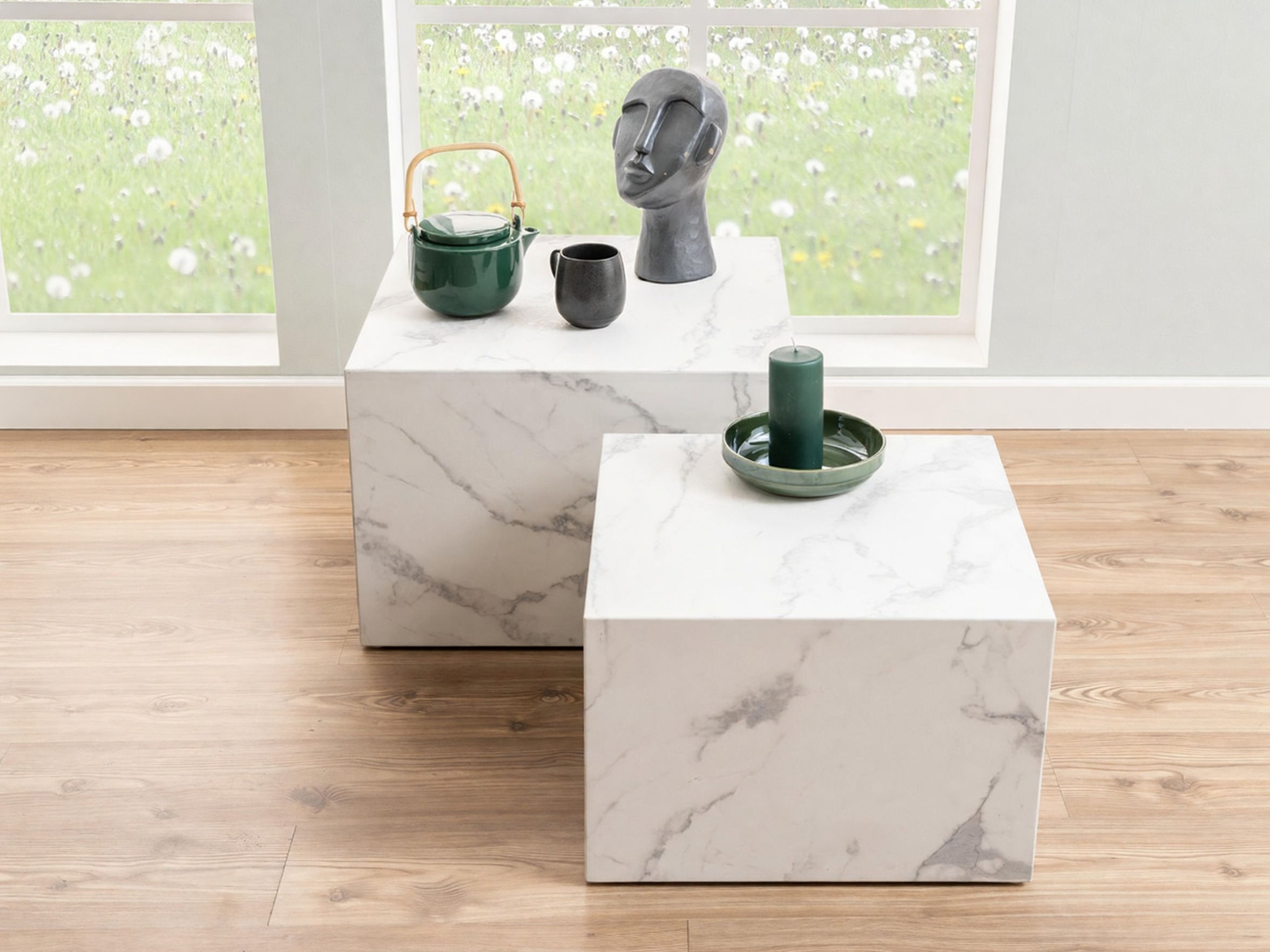 Diivanilaudade komplekt Norsica 603 (Valge marmor)