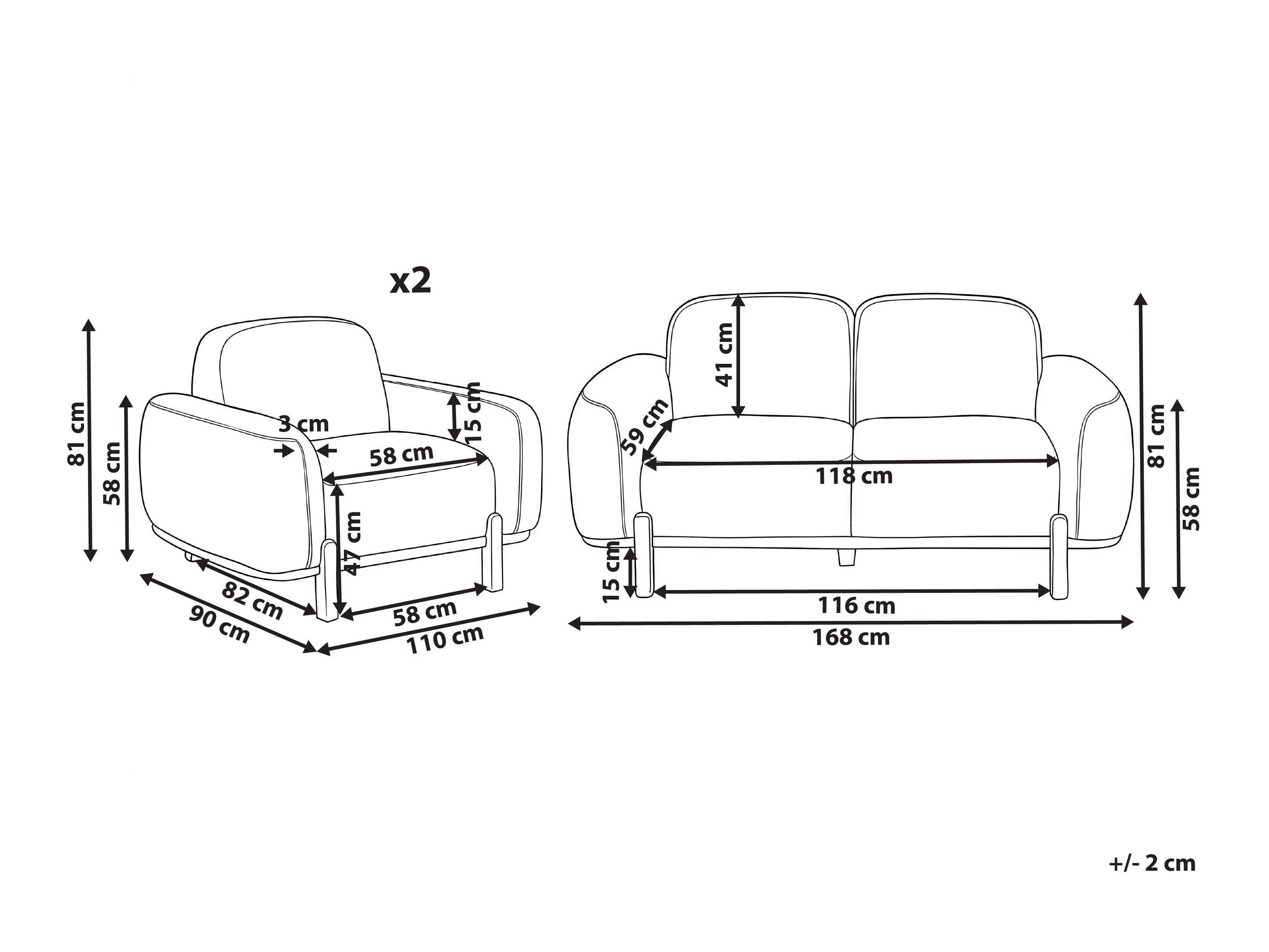 Pehme mööbli komplekt Berwyn 3307 (Valge)