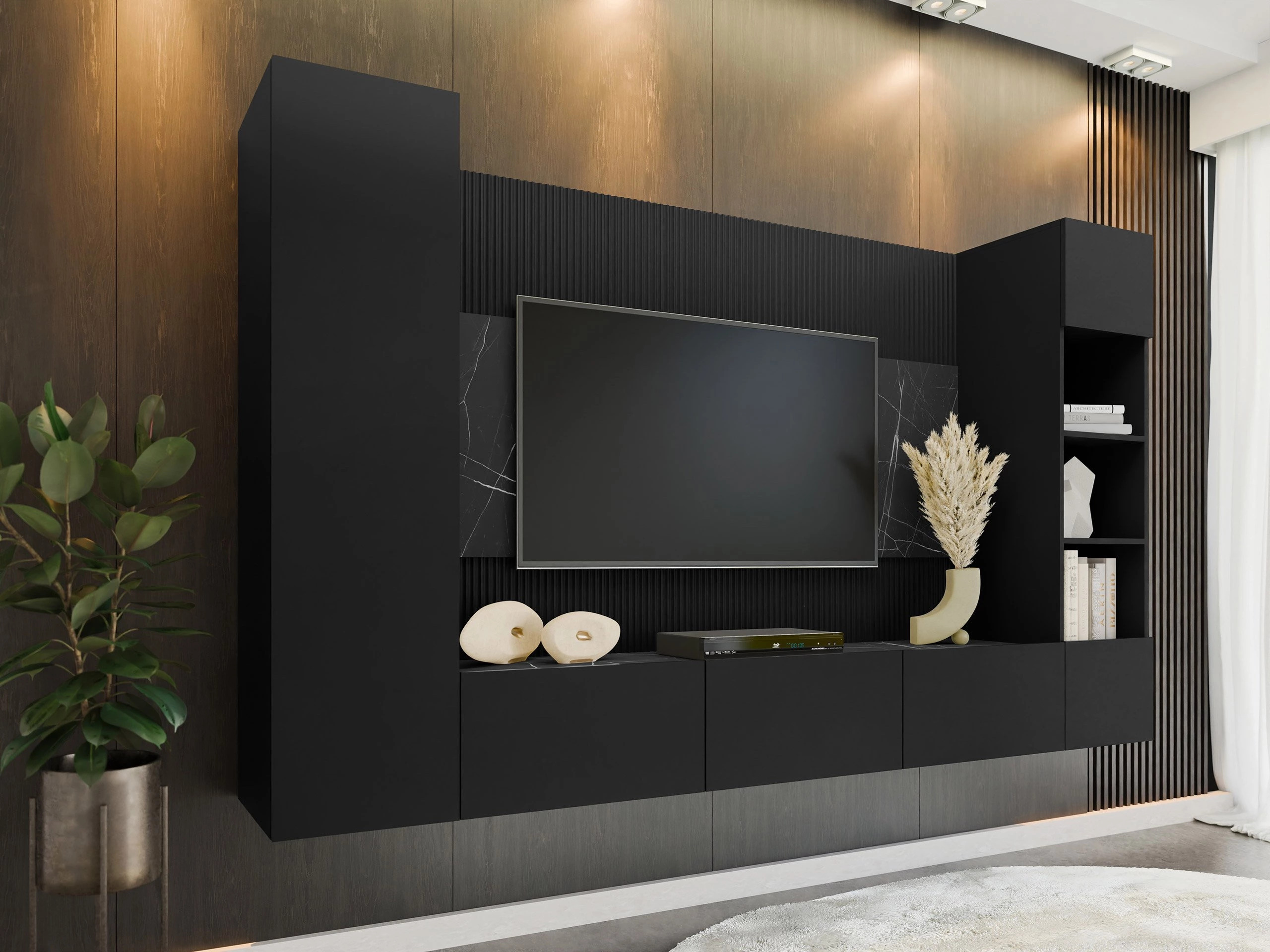 Elutoa komplekt Comfivo Salix IV (Must + Must marmor)
