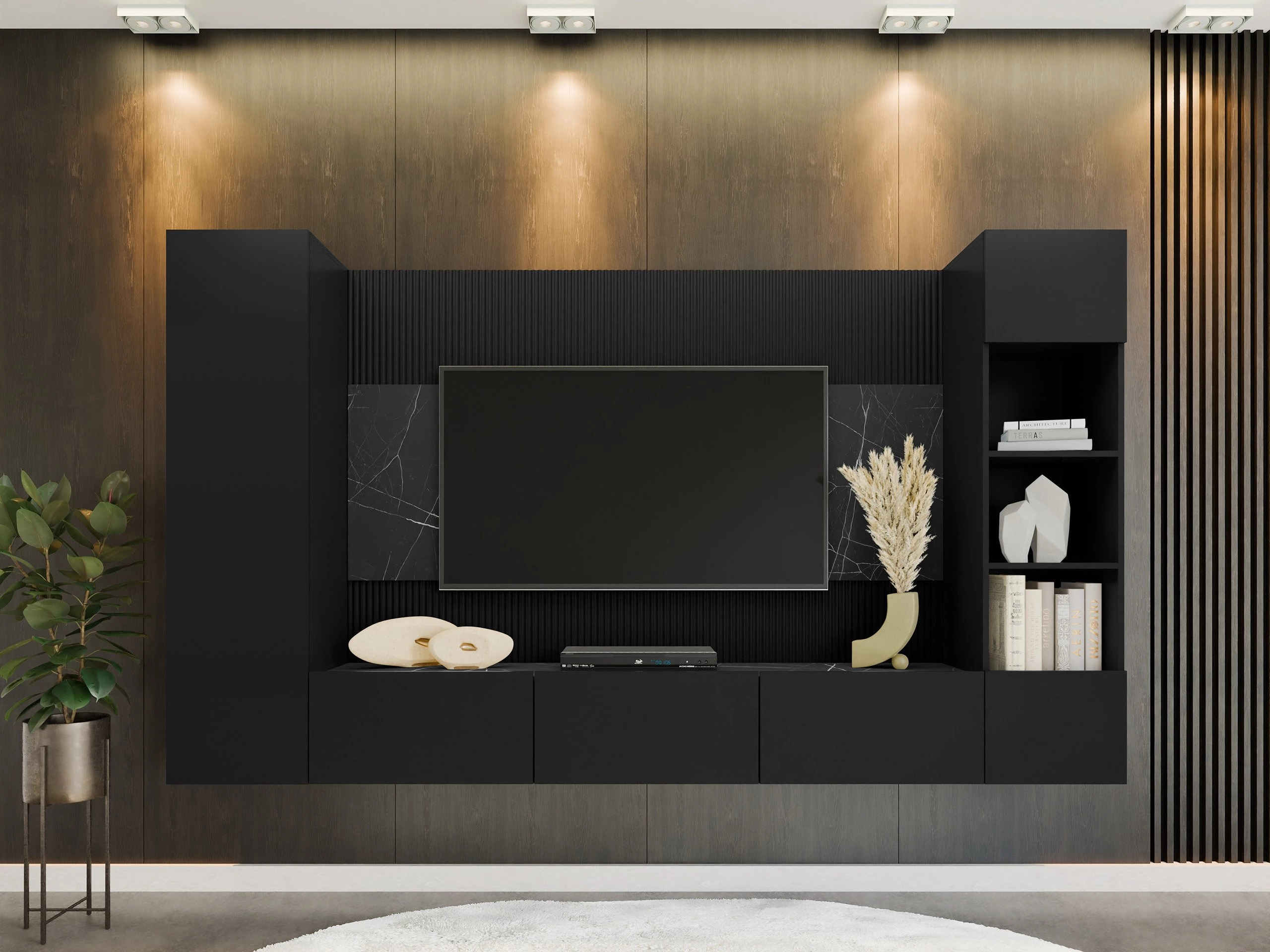 Elutoa komplekt Comfivo Salix IV (Must + Must marmor)