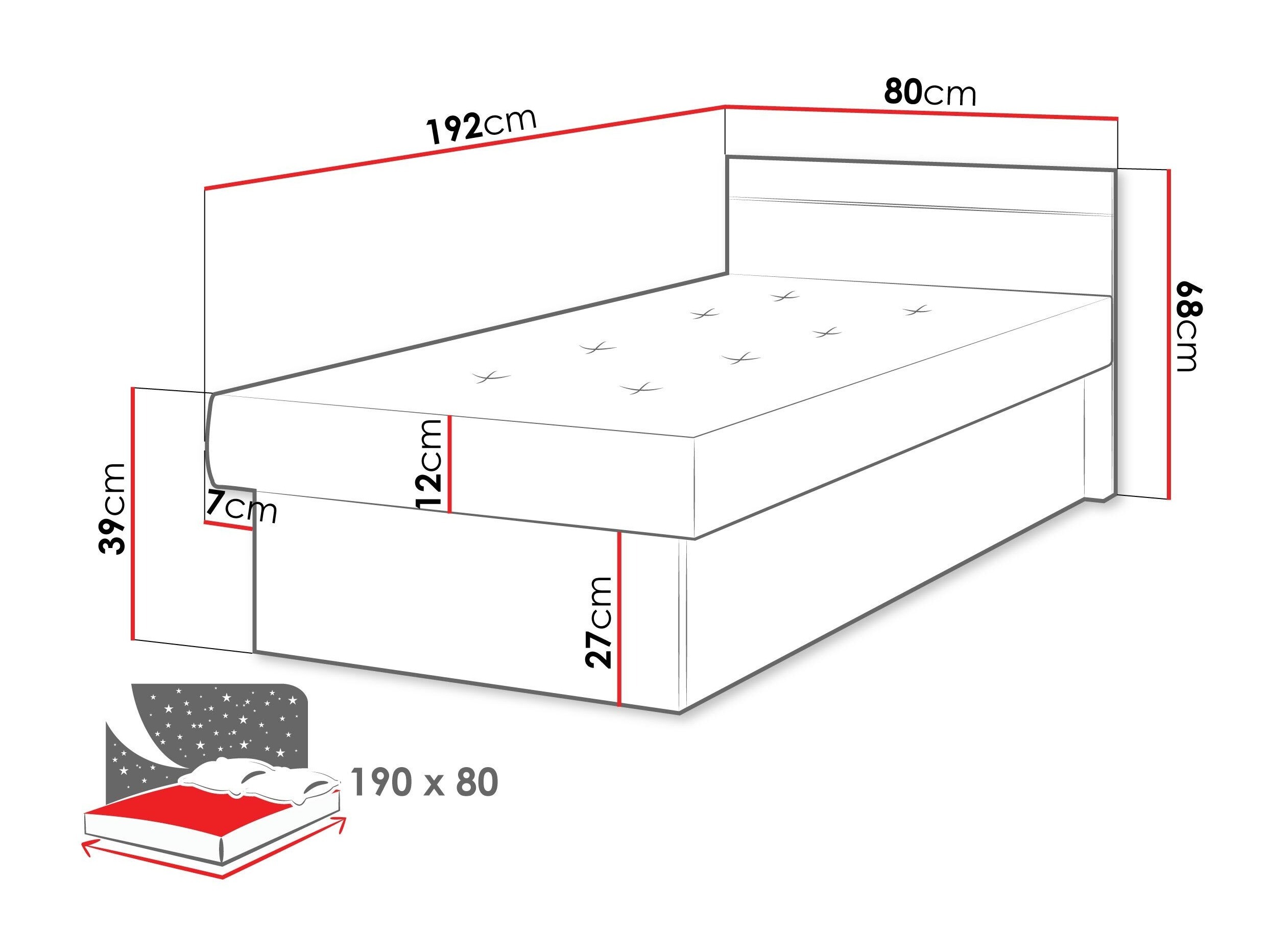 Voodi Dover 101 (Tume tuhk)