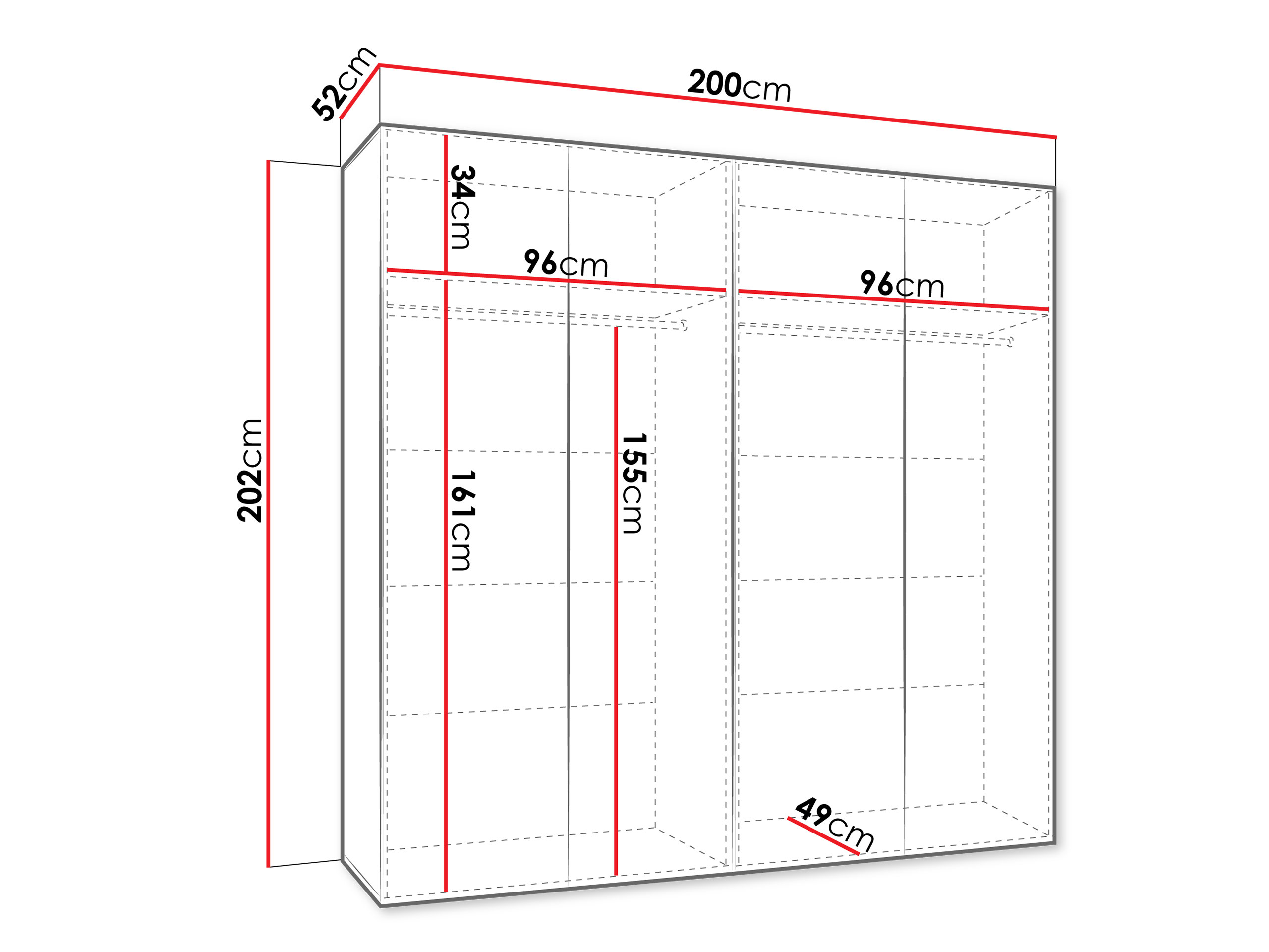 Riidekapp Hartford 625 (Must)