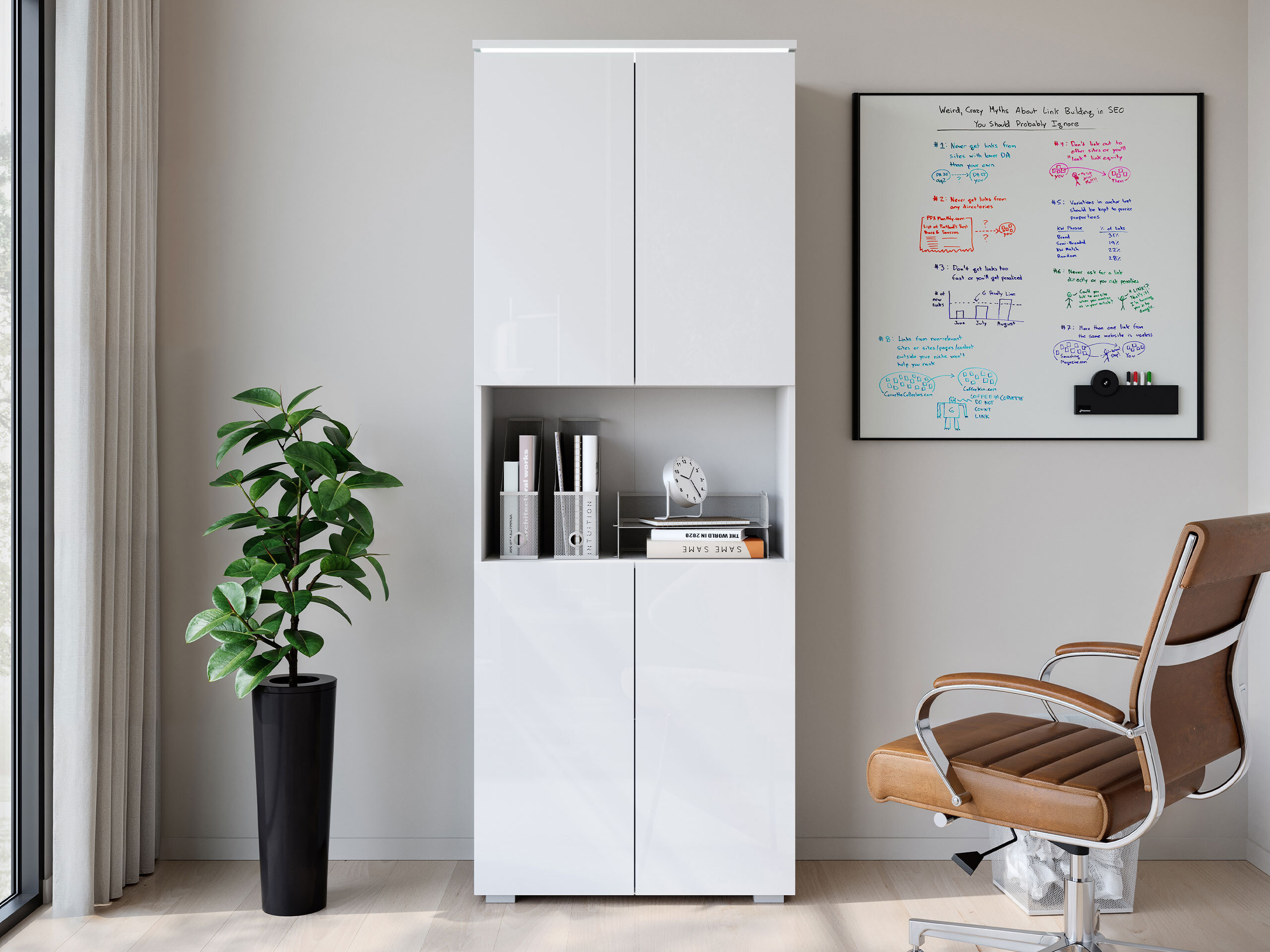 Riiul Mirfivo 106 (Valge + Läikiv valge)
