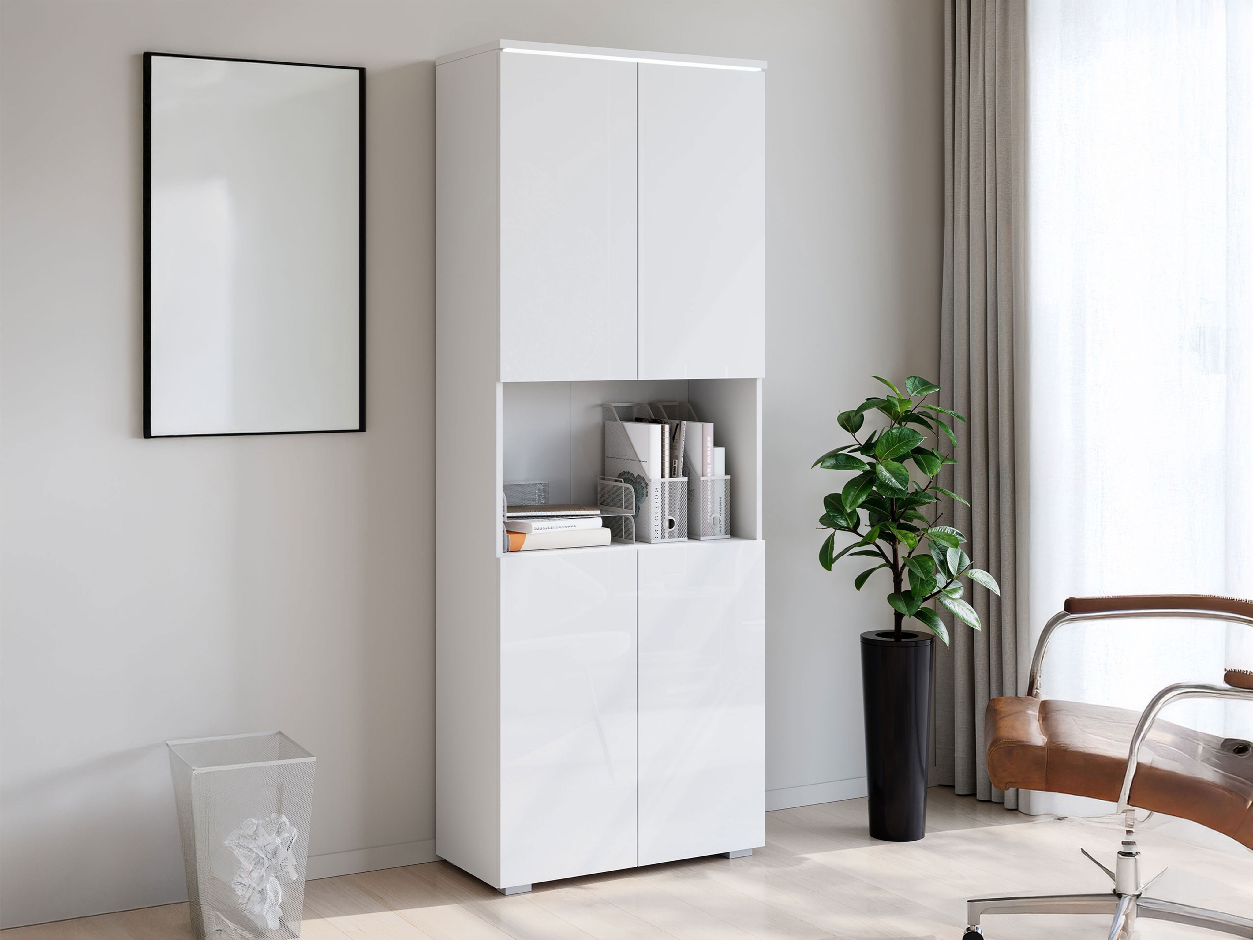 Riiul Mirfivo 106 (Valge + Läikiv valge)