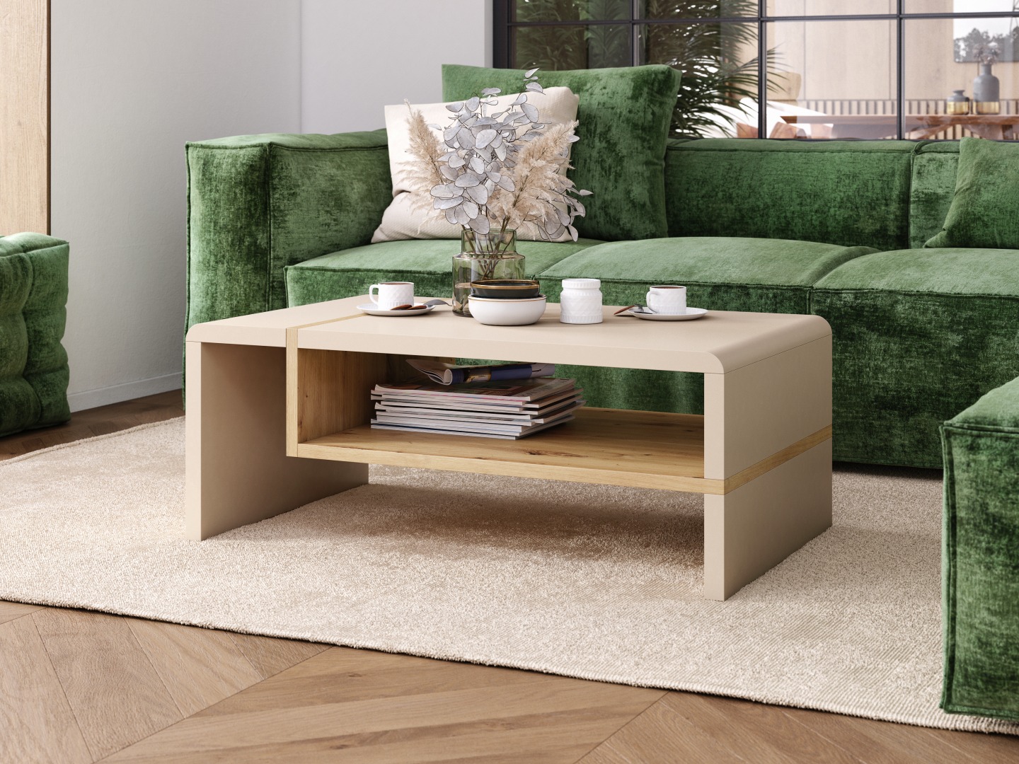 Diivanilaud Glendale 102 (Beež + Artisan tamm)