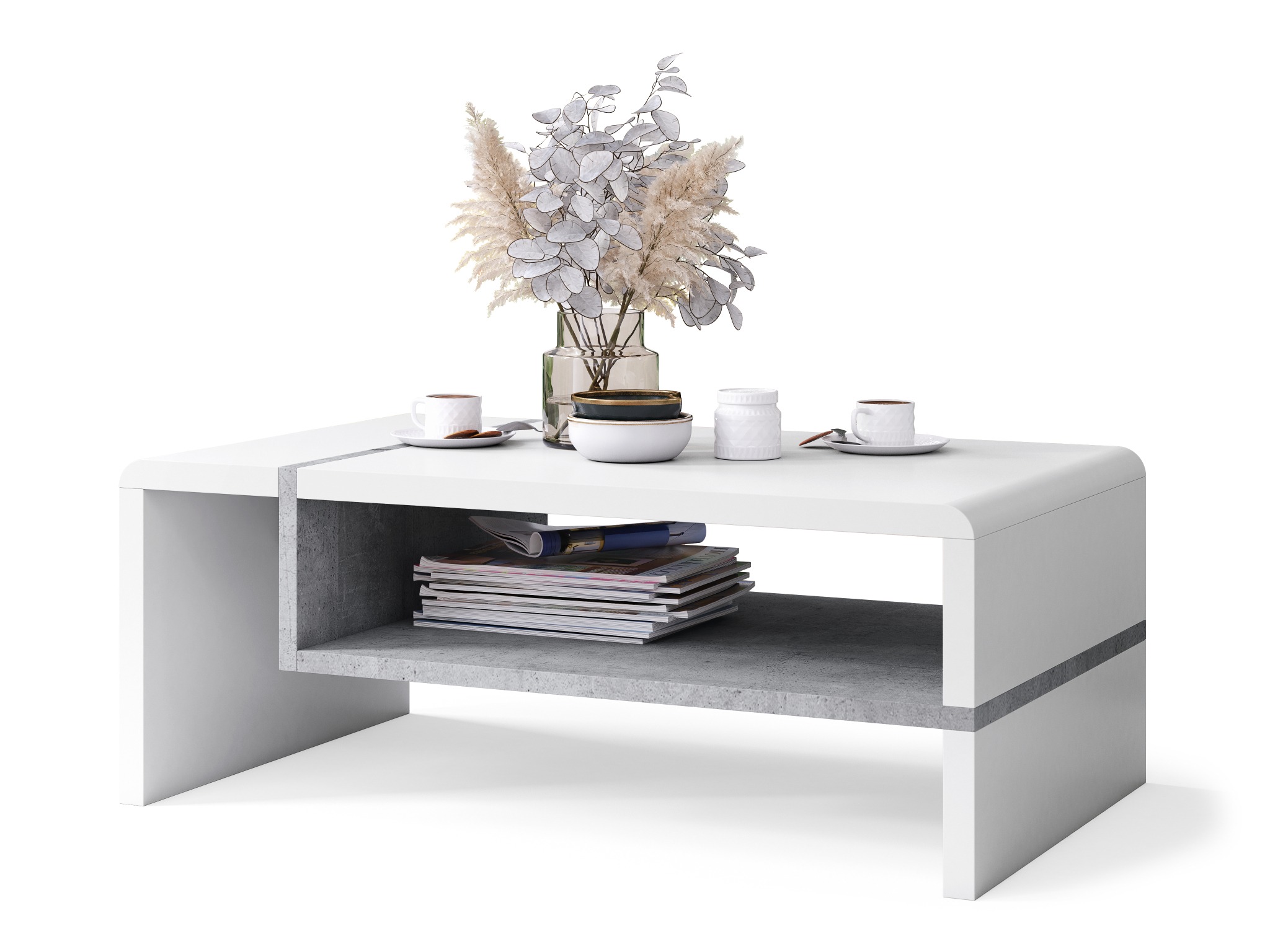 Diivanilaud Glendale 102 (Valge + Betoon)