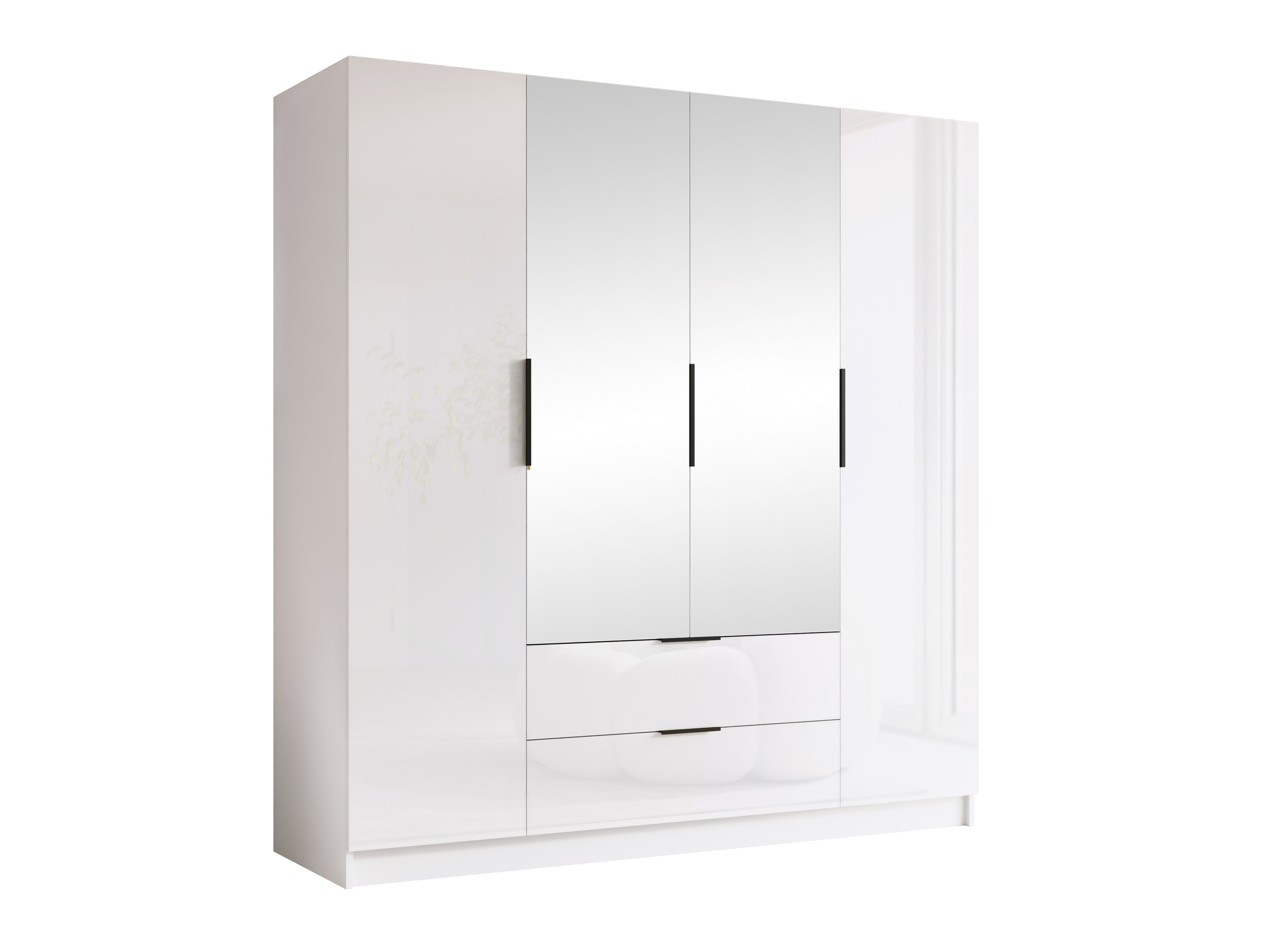 Riidekapp Closico Cadron II (Valge + Läikiv valge)