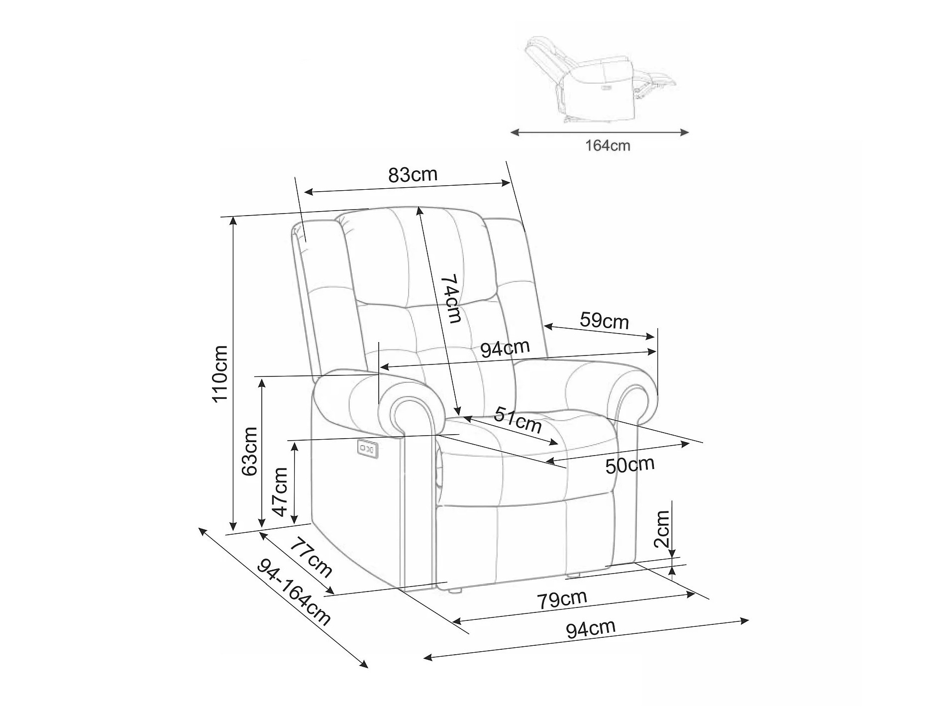 Tugitool recliner Detroit 966 (Raven 30)