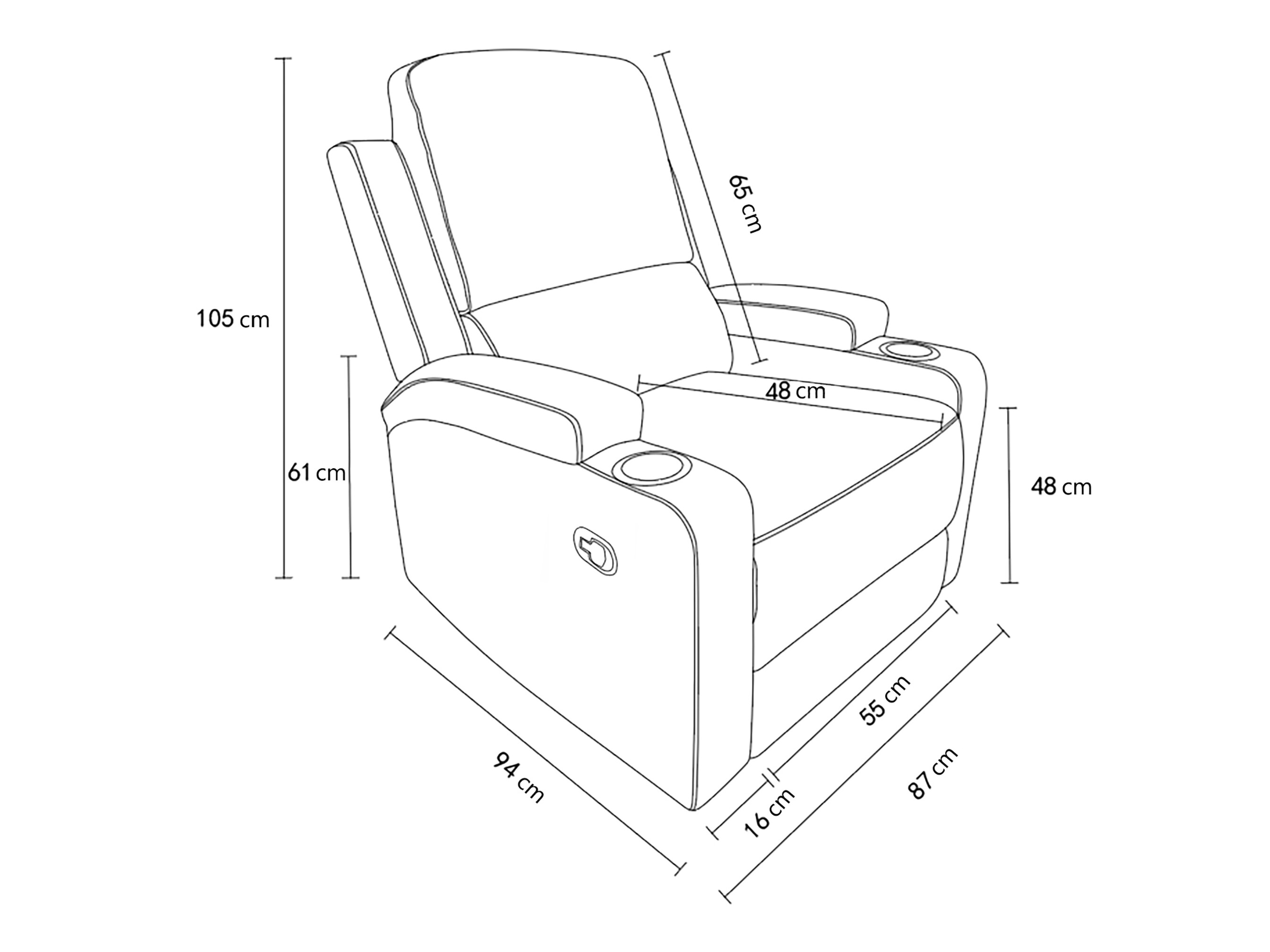 Tugitool recliner Denton 1565 (Antratsiit)