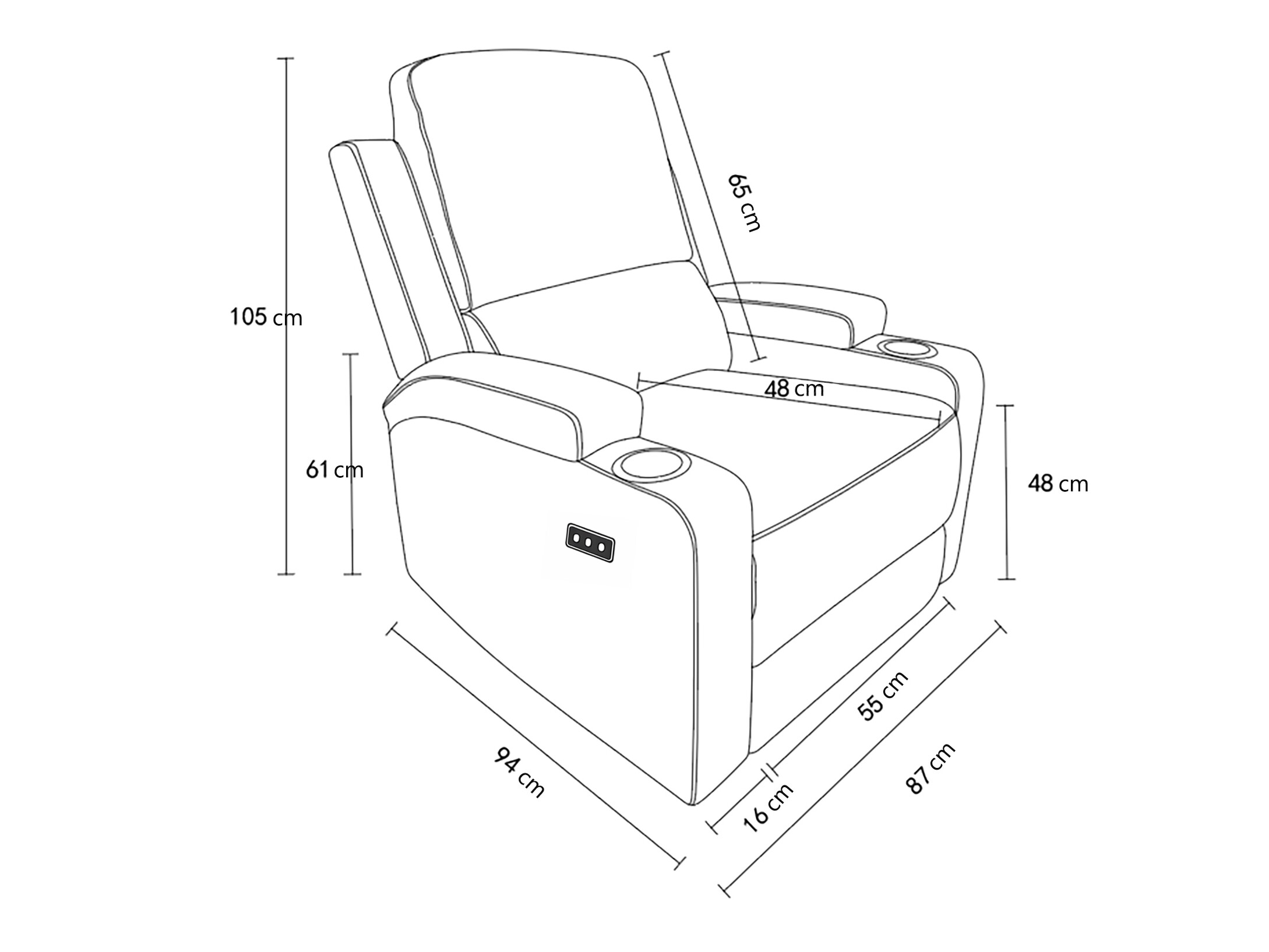 Tugitool recliner Denton 1565 (Taupe)