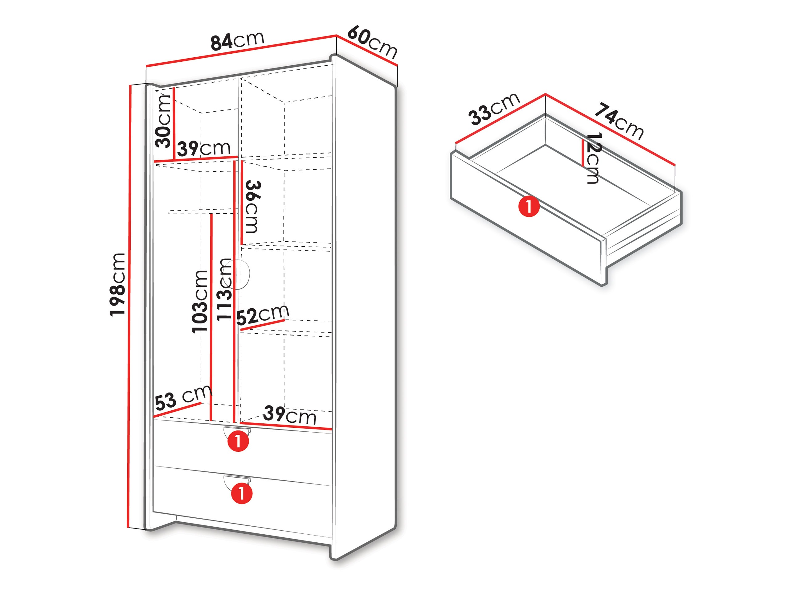 Riidekapp Fivelbi 101 (Sinine)