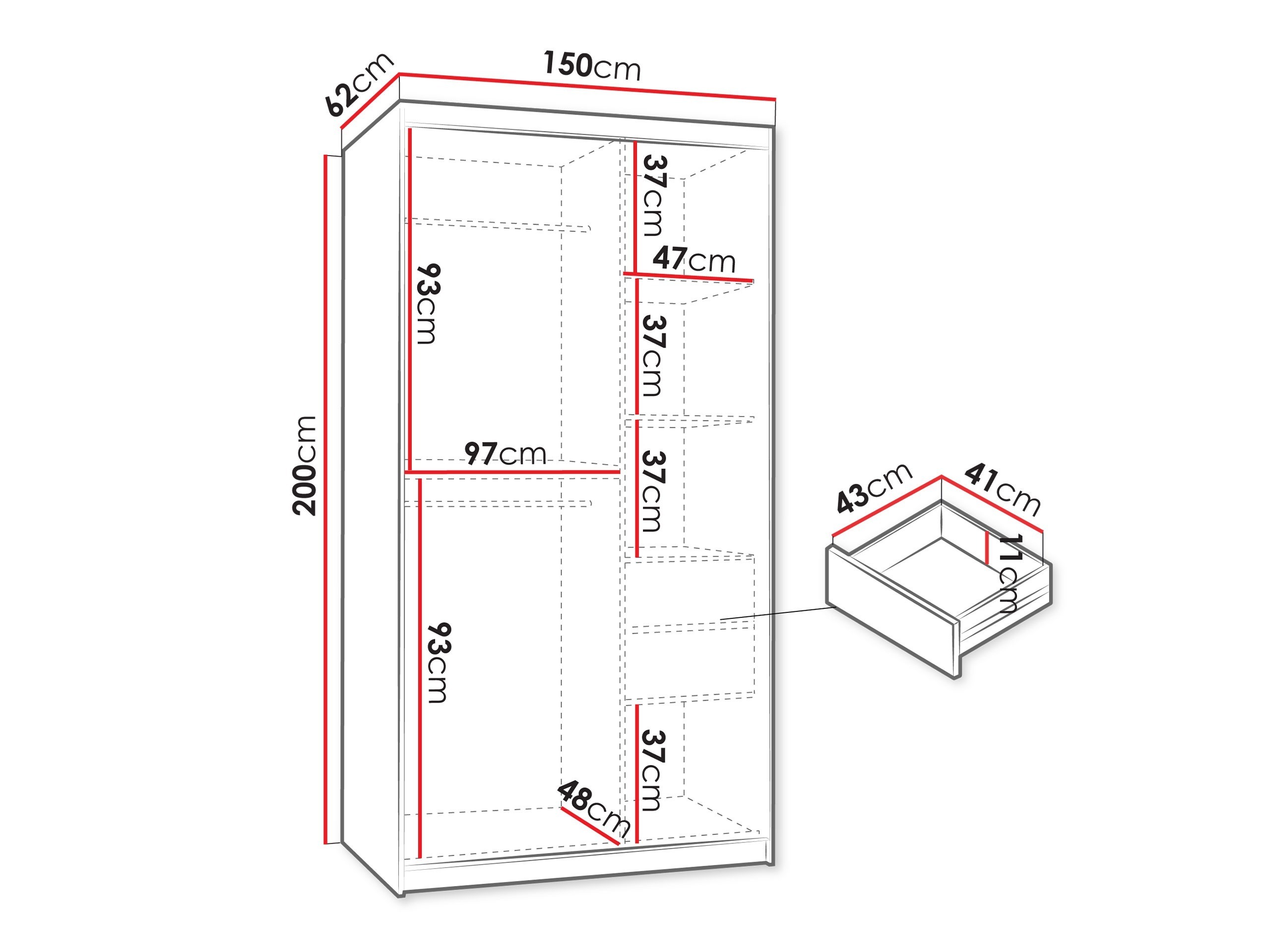 Riidekapp Hartford 503 (Valge)